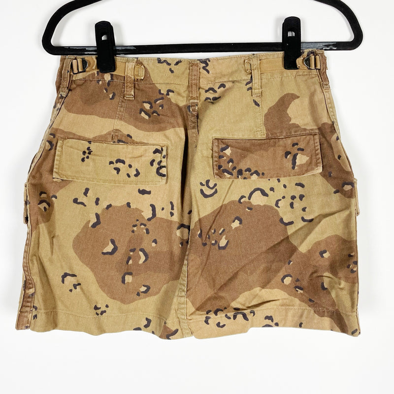 Re/Done Upcycled Cotton Cargo Army Pattern Front Zip Mini Skirt Desert Camo S