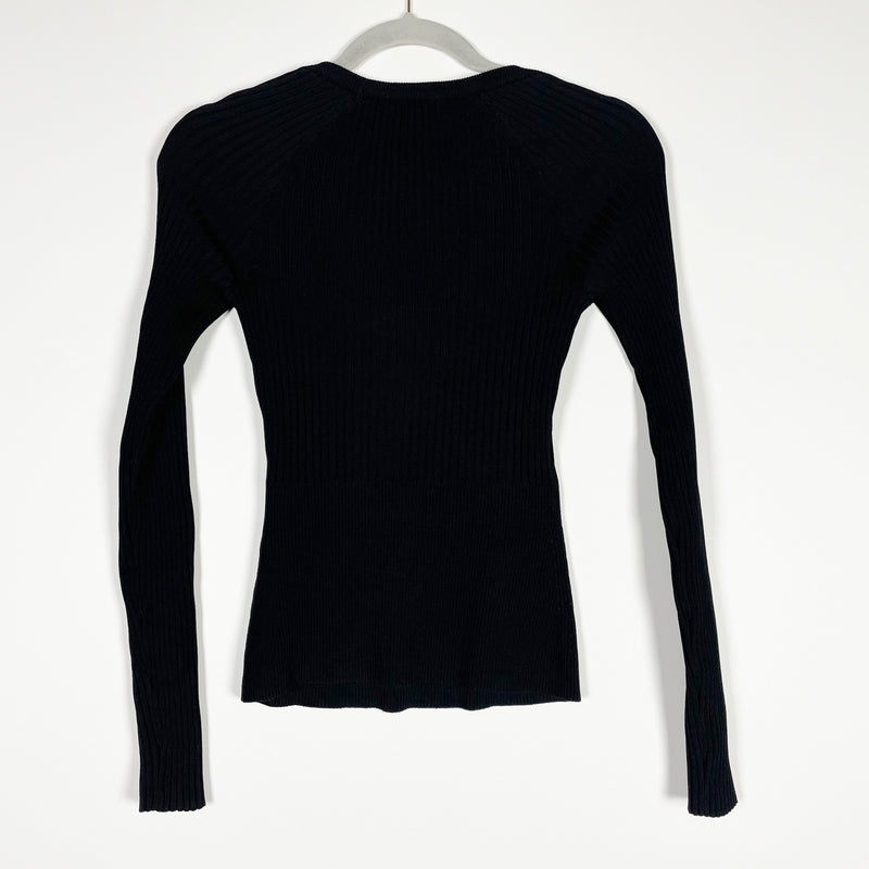 Jonathan Simkhai Jayline Ribbed Stretch Knit Scoopneck Pullover Sweater Black S