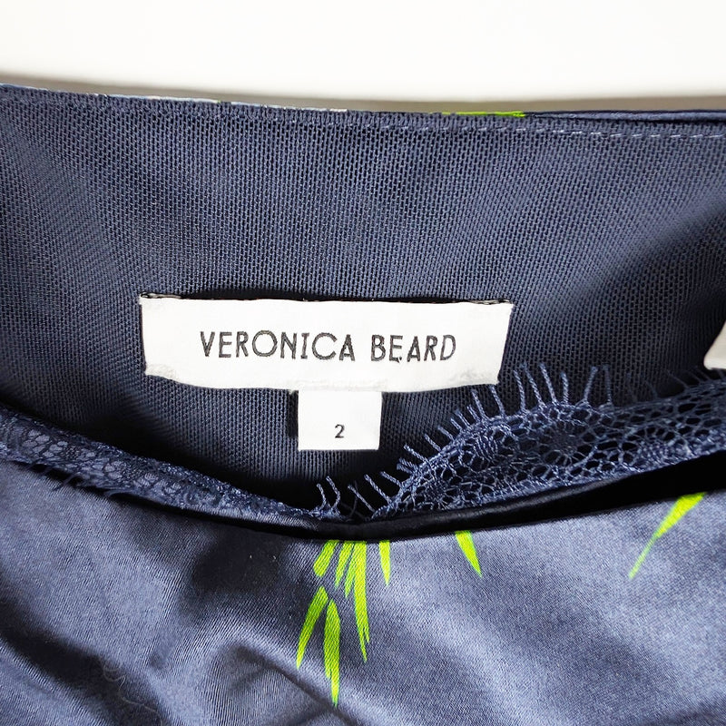 Veronica Beard Bixie Silk Satin Stretch Lace Trim Tank Slip Dress Blue Floral 2