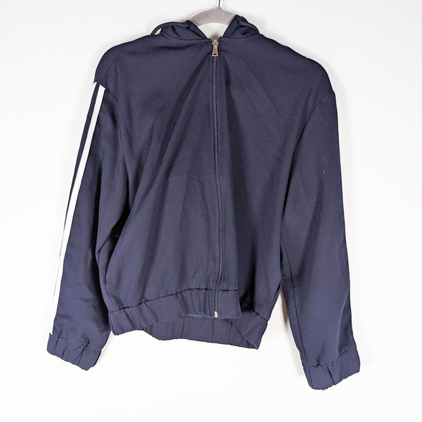 Zara Women's Full Zip Racing Stripe Full Zip Up Hoodie Track Jacket Blue White S