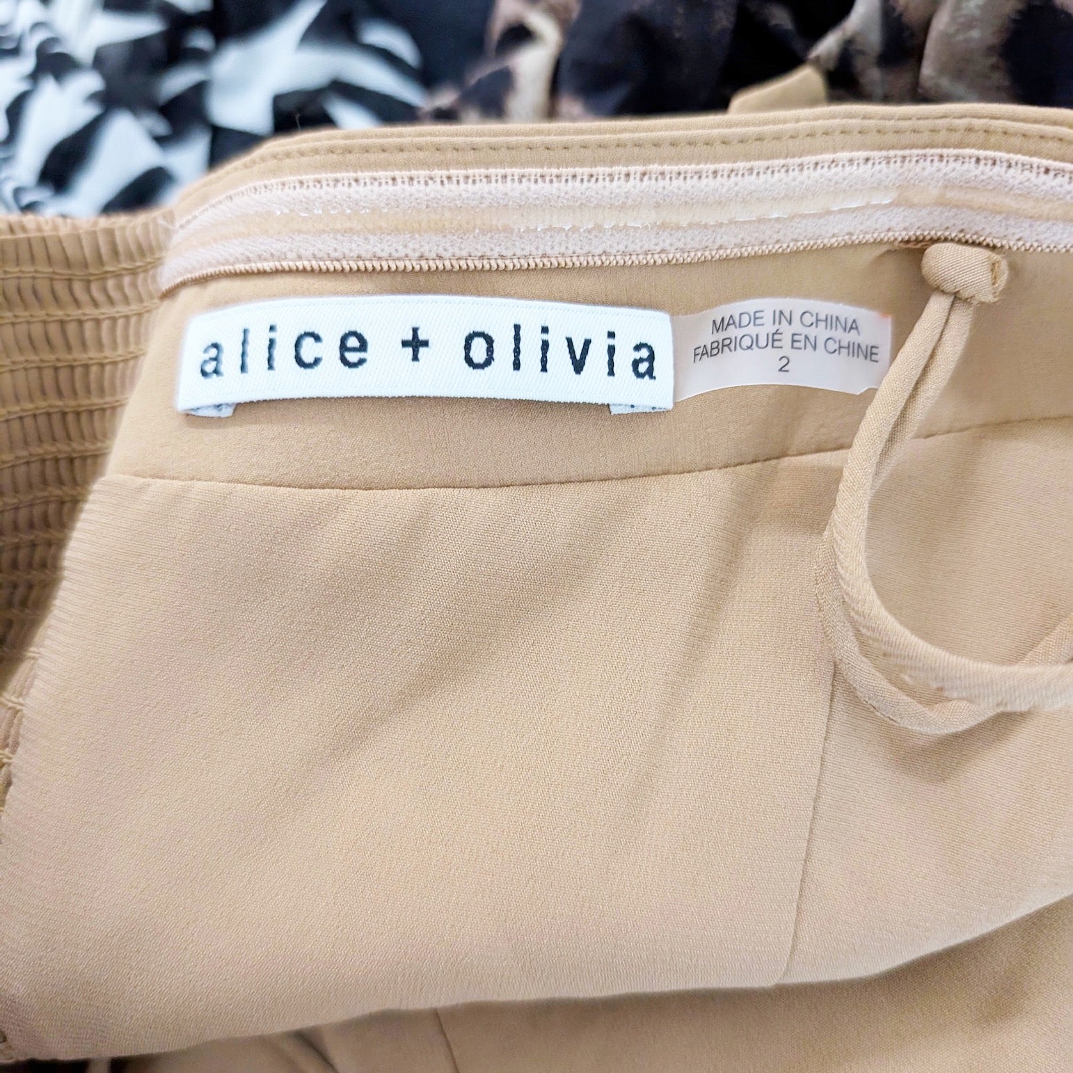 Alice + Olivia Sachiko Strapless Cargo Utility Multi Pocket Jumpsuit Jumper Tan