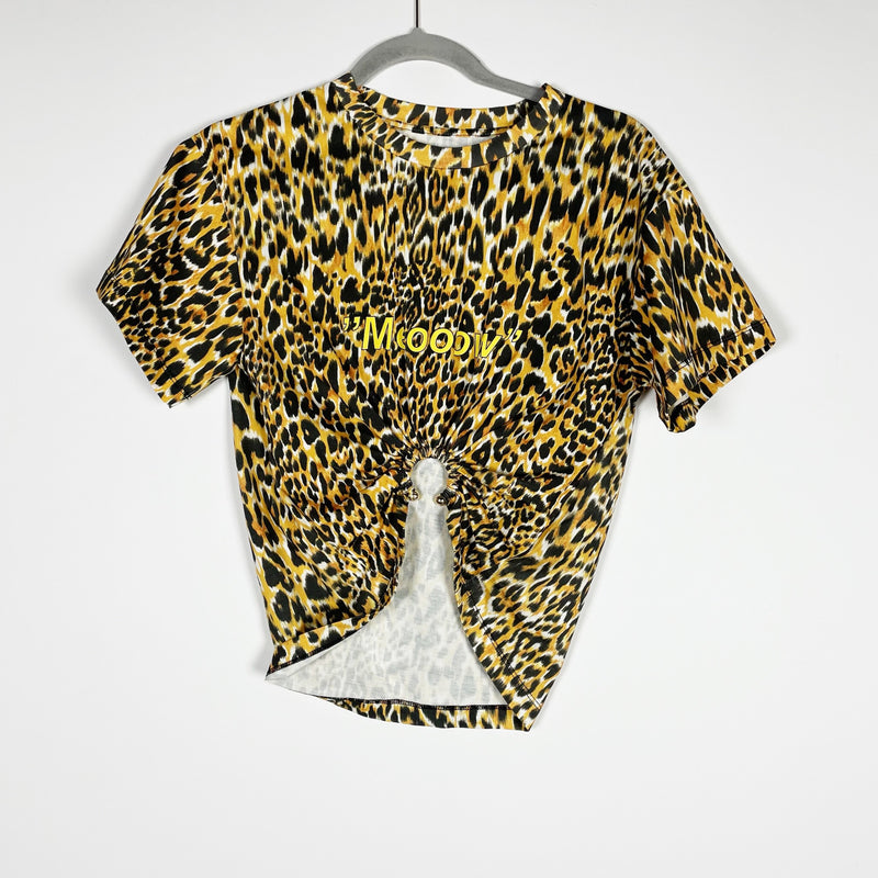 Paco Rabanne Meooow Cheetah Leopard Animal Print Patter Short Sleeve Tee Shirt