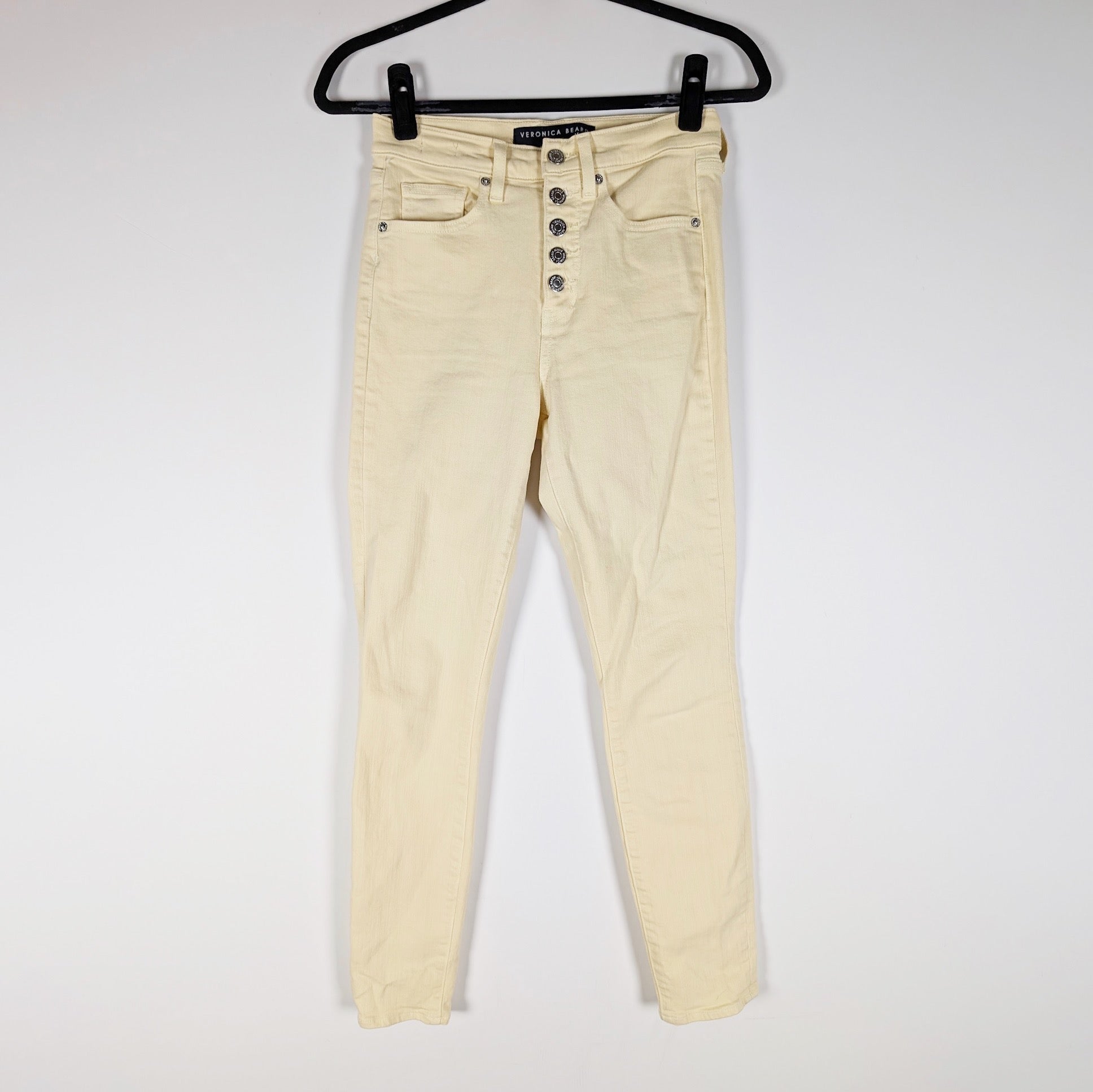 Veronica Beard Maera Skinny High Rise Cotton Stretch Denim Jeans Mustard Yellow