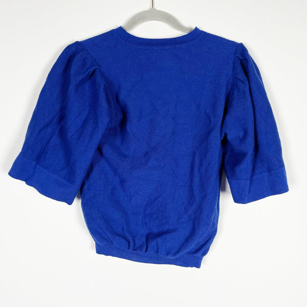 Molli Made In Italy Wool Knit Crew Neck Half Sleeve Pullover Cobalt Blue Sweater