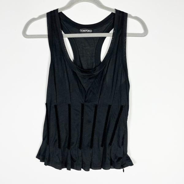 TOM FORD Silk Jersey Knit Velvet Velour Boning Sleeveless Racerback Tank Top S