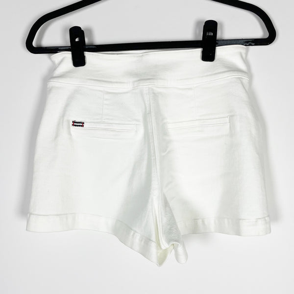 NEW Alice + Olivia Jean Donald Cotton Stretch High Waisted Sailor Button Shorts