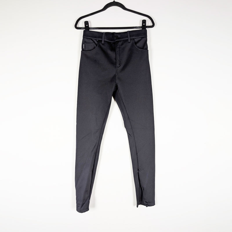 Balenciaga Neoprene Stretch Mid Rise Open Ankle Zip Skinny Pants Solid Black S