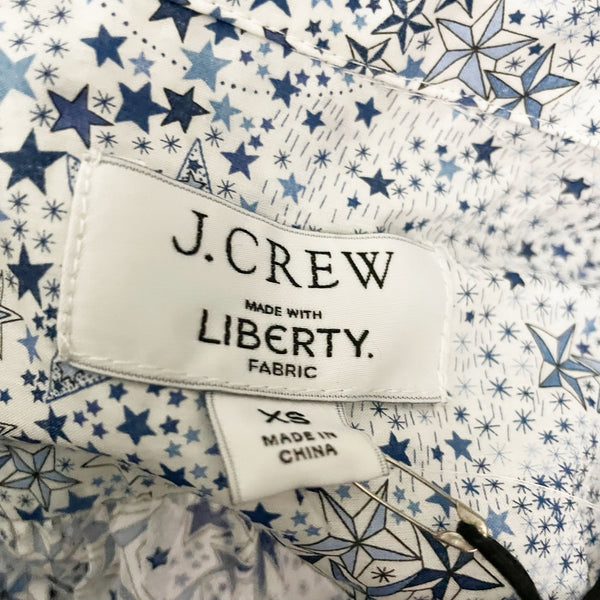 NEW J. Crew Liberty Fabric Scalloped Cotton Poplin Pintuck Blouse Adelajda Stars