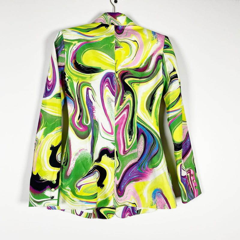 Akira Dreamland Paint Abstract Swirl Print Patten Collared Blazer Jacket Small