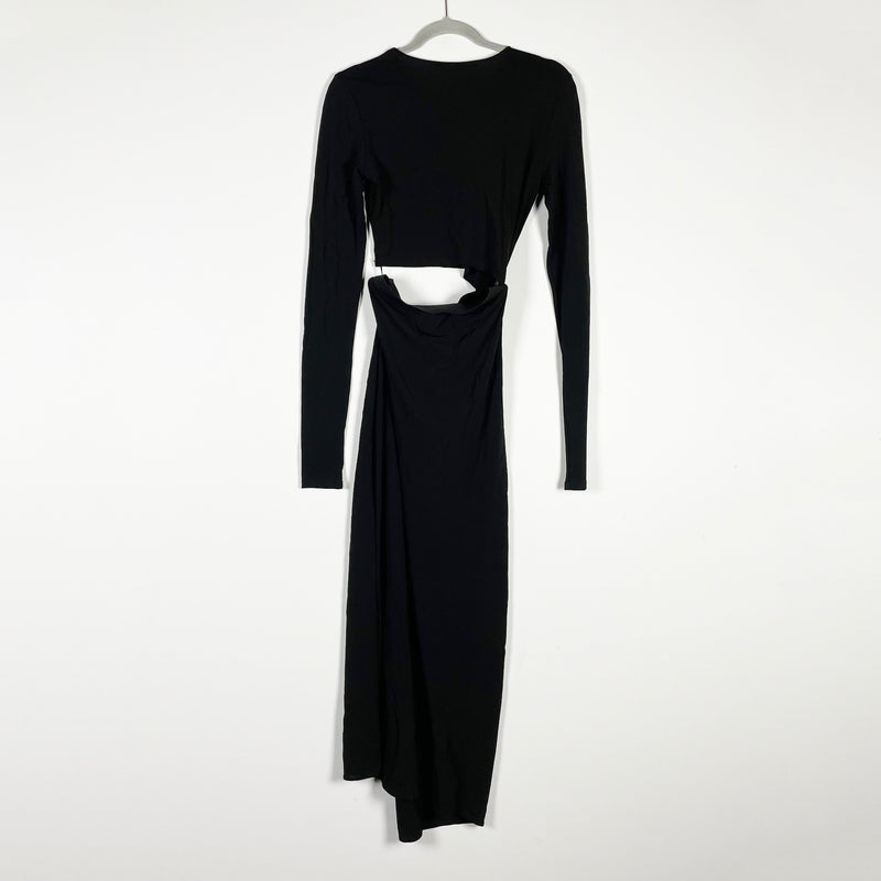 The Andamane Gia Cut Out Jersey Slink Knit Stretch Midi Dress Black Small