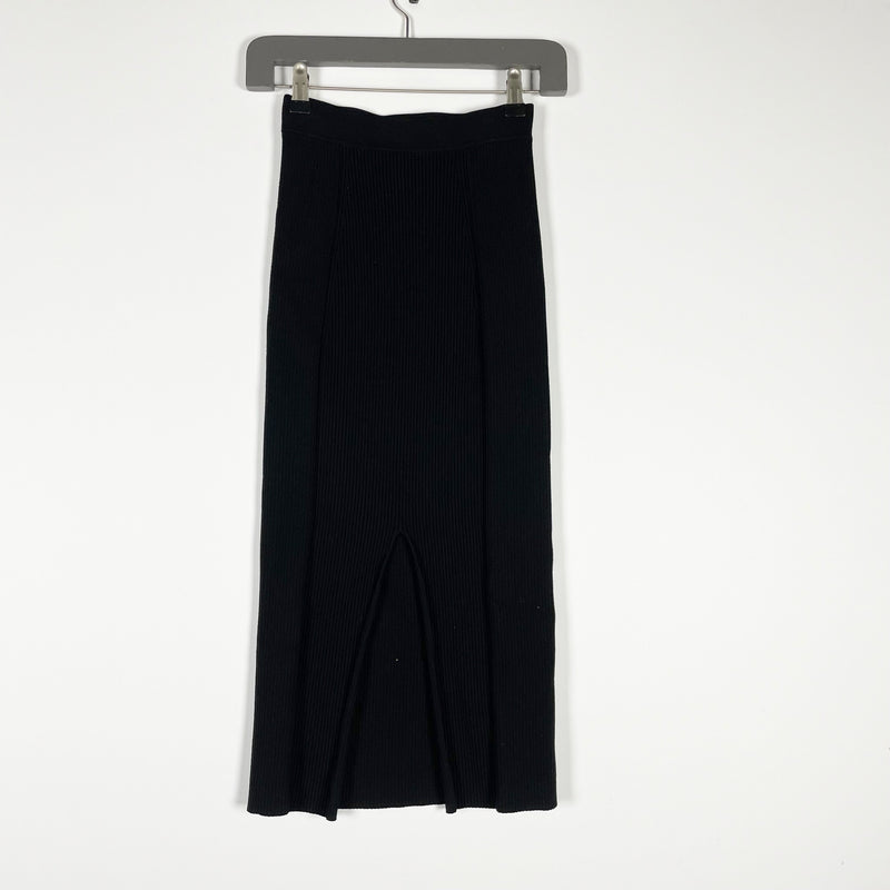 Jonathan Simkhai Ribbed Midi Knit Stretch Side Slit Pencil Skirt Black XS