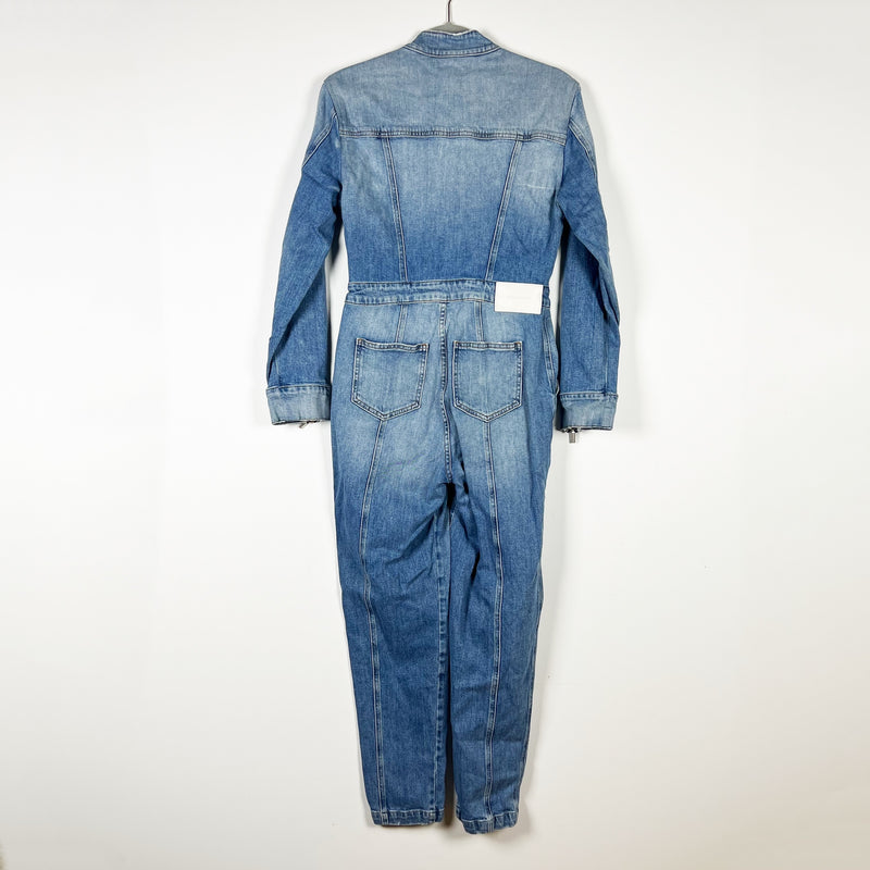 Jonathan Simkhai Cotton Denim Jean Quarter Zip Full Length Jumpsuit Jumper 6