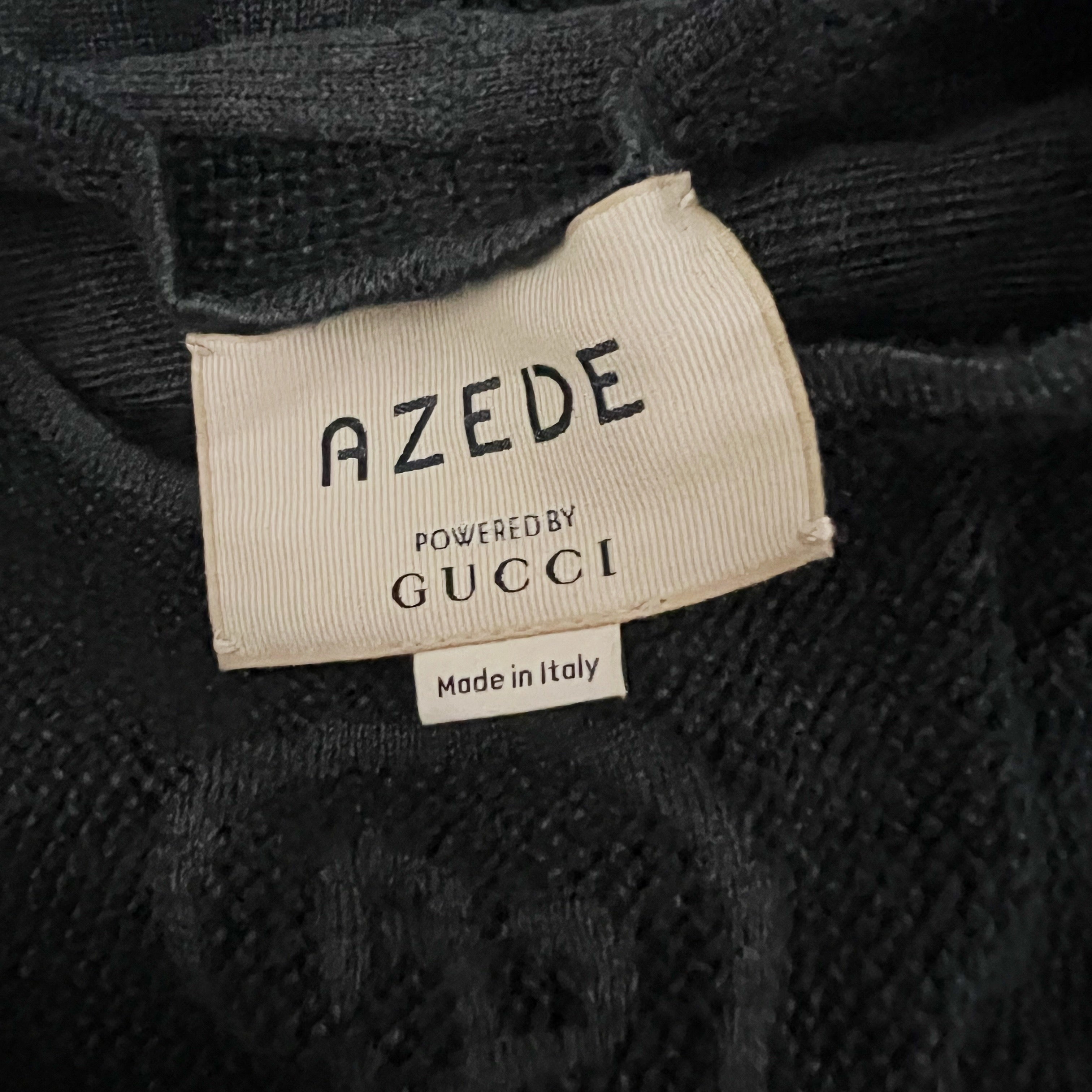 Azede x Gucci Powered By Bodysuit Wool Silk Knit Stretch Bodysuit Black Gray S
