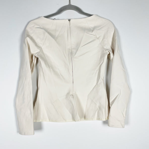 Rosetta Getty Sweetheart Long Sleeve Scuba Stretch Blouse Shirt Top Parchment