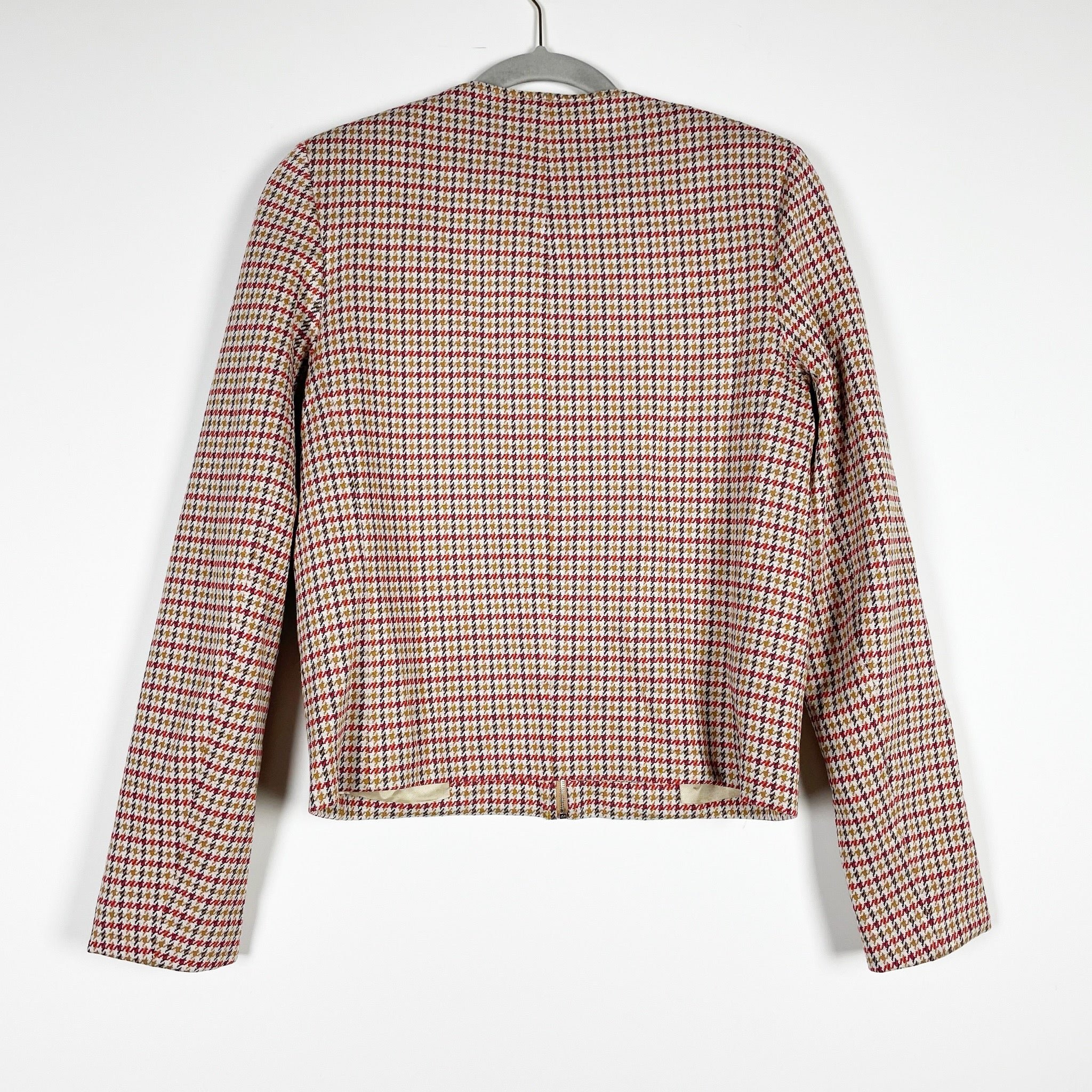 Rosetta Getty Houndstooth Woven Print Pattern Full Zip&nbsp; Crewneck Zip Jacket XS