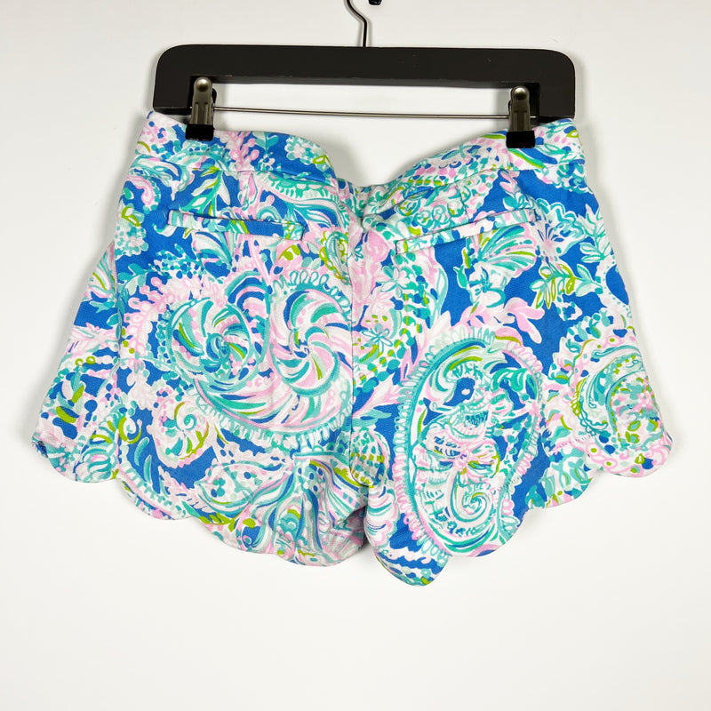 Lilly Pulitzer Buttercup Scalloped Edge Hem Knit Stretch Shorts Dream Time Print