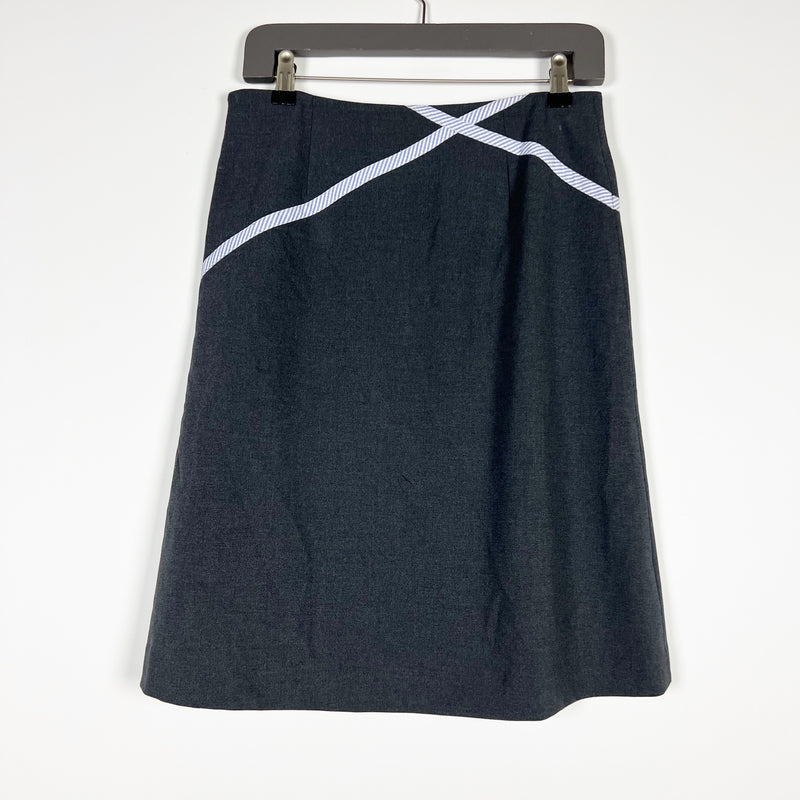 NEW Anthropologie Elevenses A Line Pin Stripe Pleated Midi Gray Blue Skirt 4