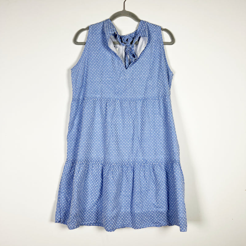 NEW Duffield Lane Sandy Swiss Dot Embroidered Sleeveless Tiered Mini Blue Dress