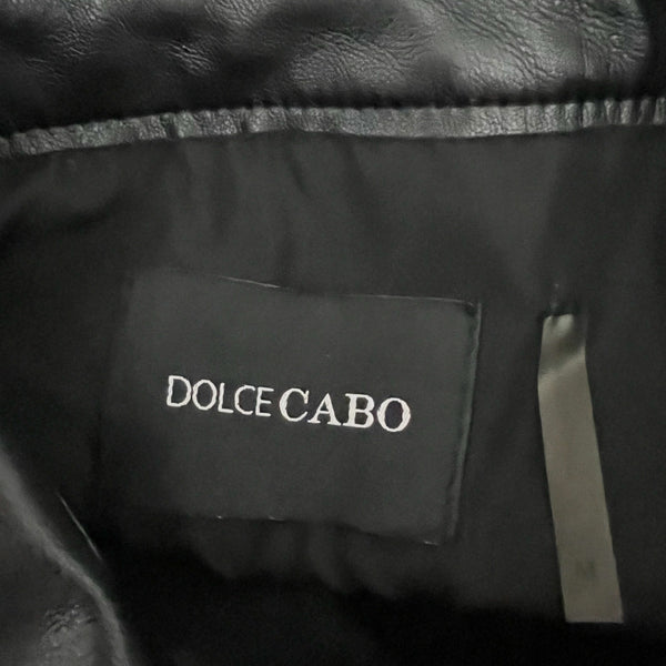 Dolce Cabo Faux Vegan Leather Puff Half Sleeve Button Down Collared Dress Black