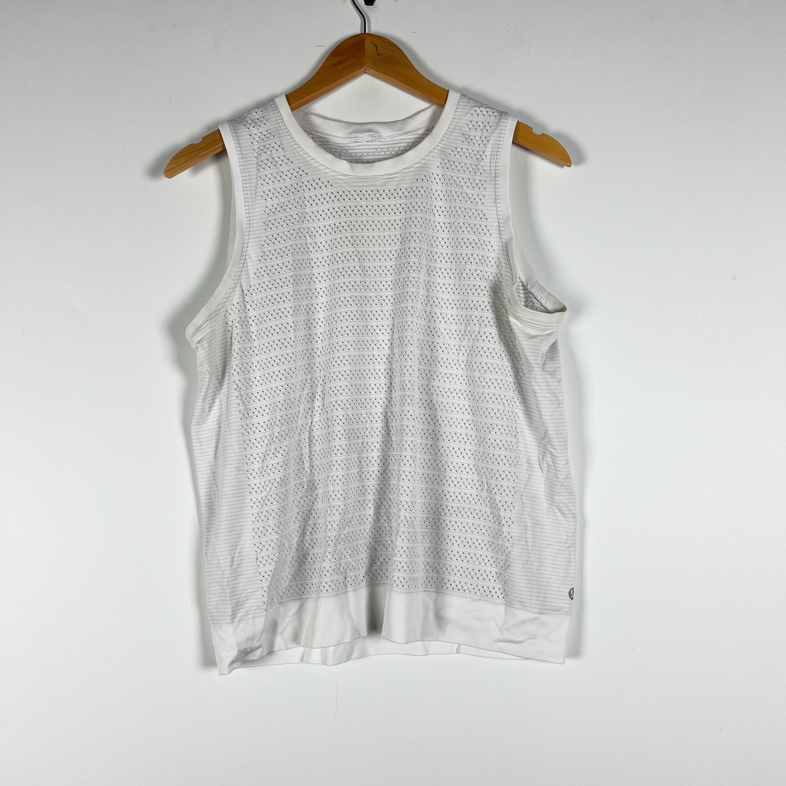 Lululemon Women's Breeze By Muscle Tank Top Squad Perforated Shirt White Large