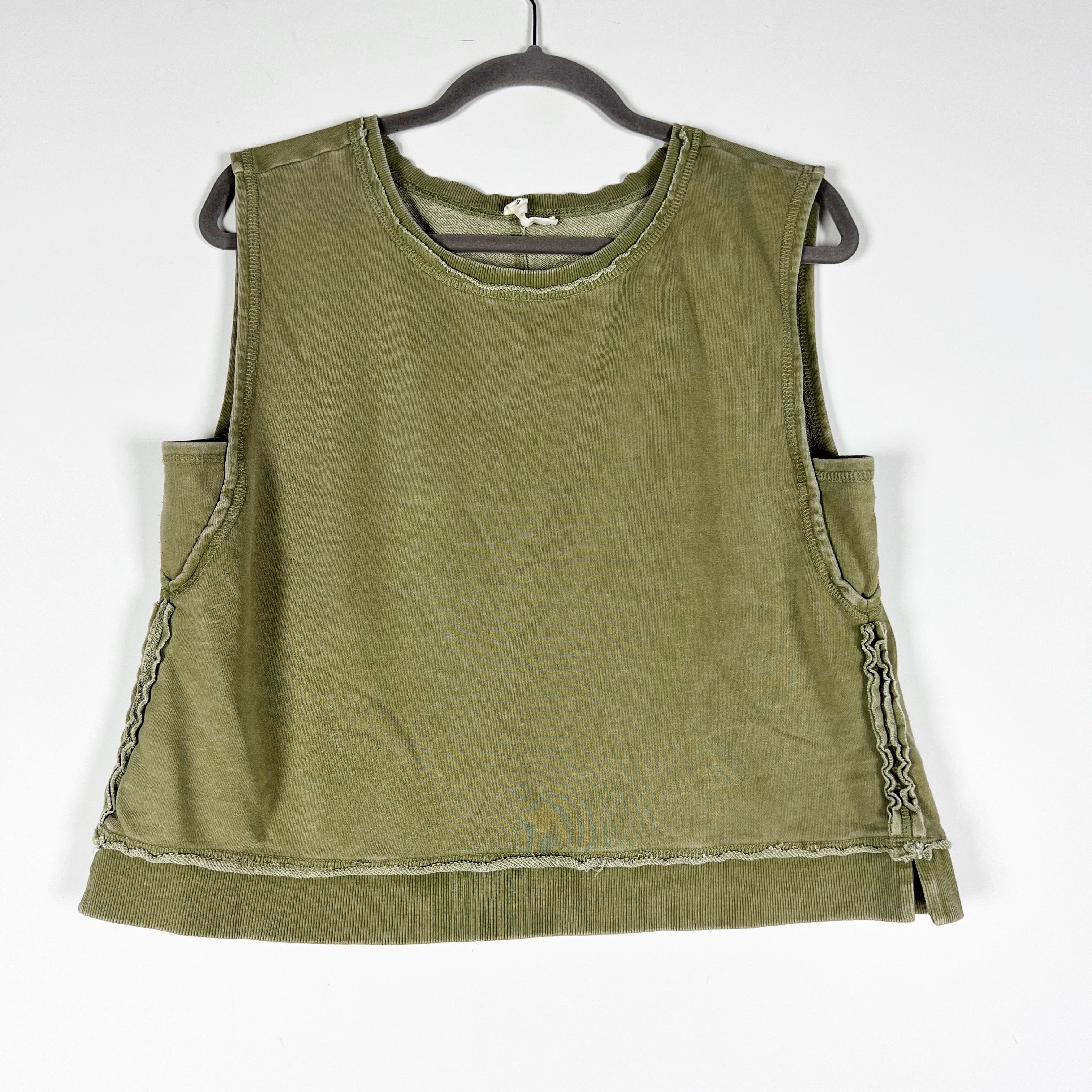 Daily Practice x Anthropologie Earthy Green Cotton Sleeveless Crew Tank Top L