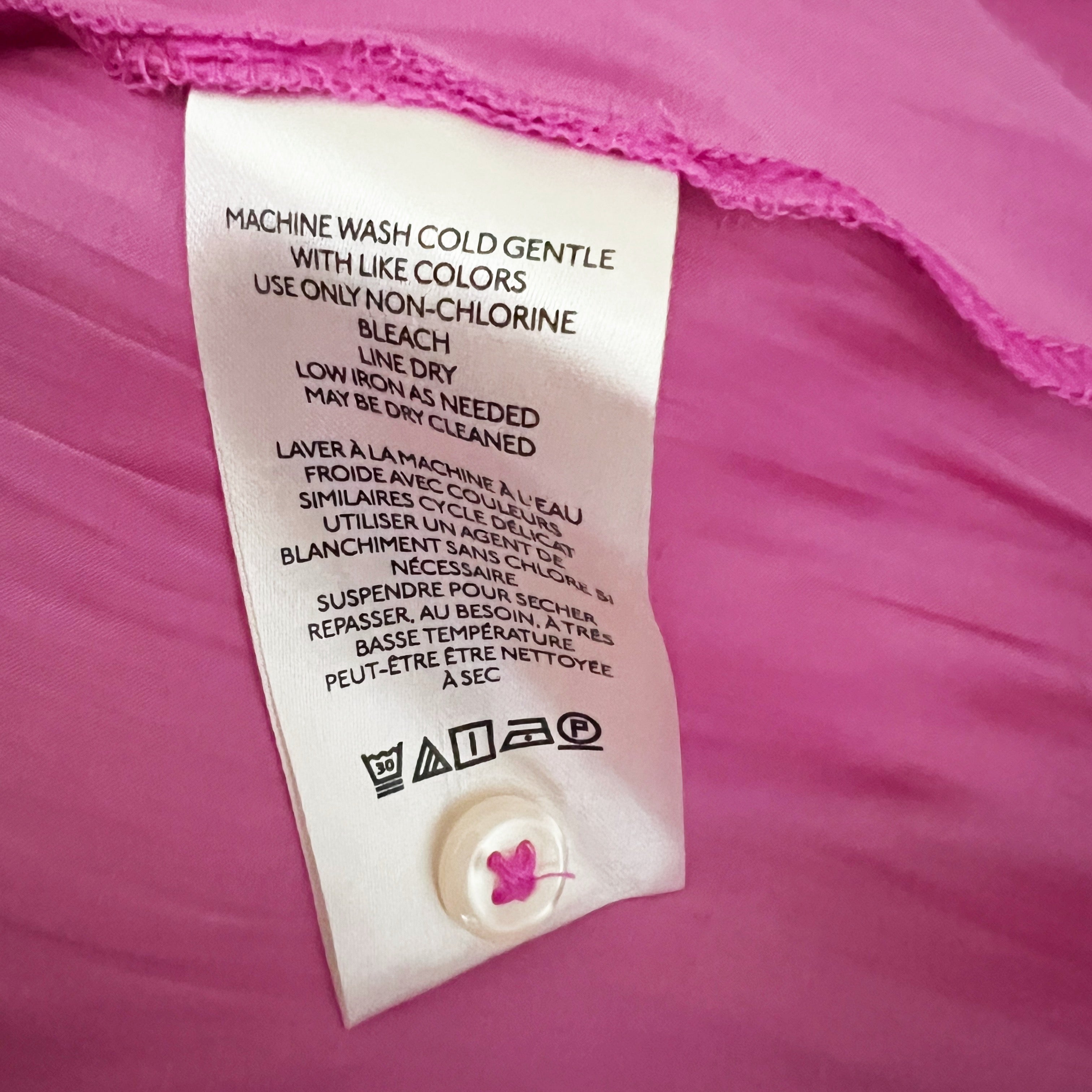 Anthropologie Silky Iridescent Buttondown Collared Long Sleeve Blouse Shirt Rose