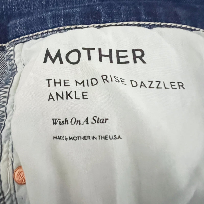 Mother Denim The Mid Rise Dazzler Ankle Straight Leg Wish On A Star Jeans 33