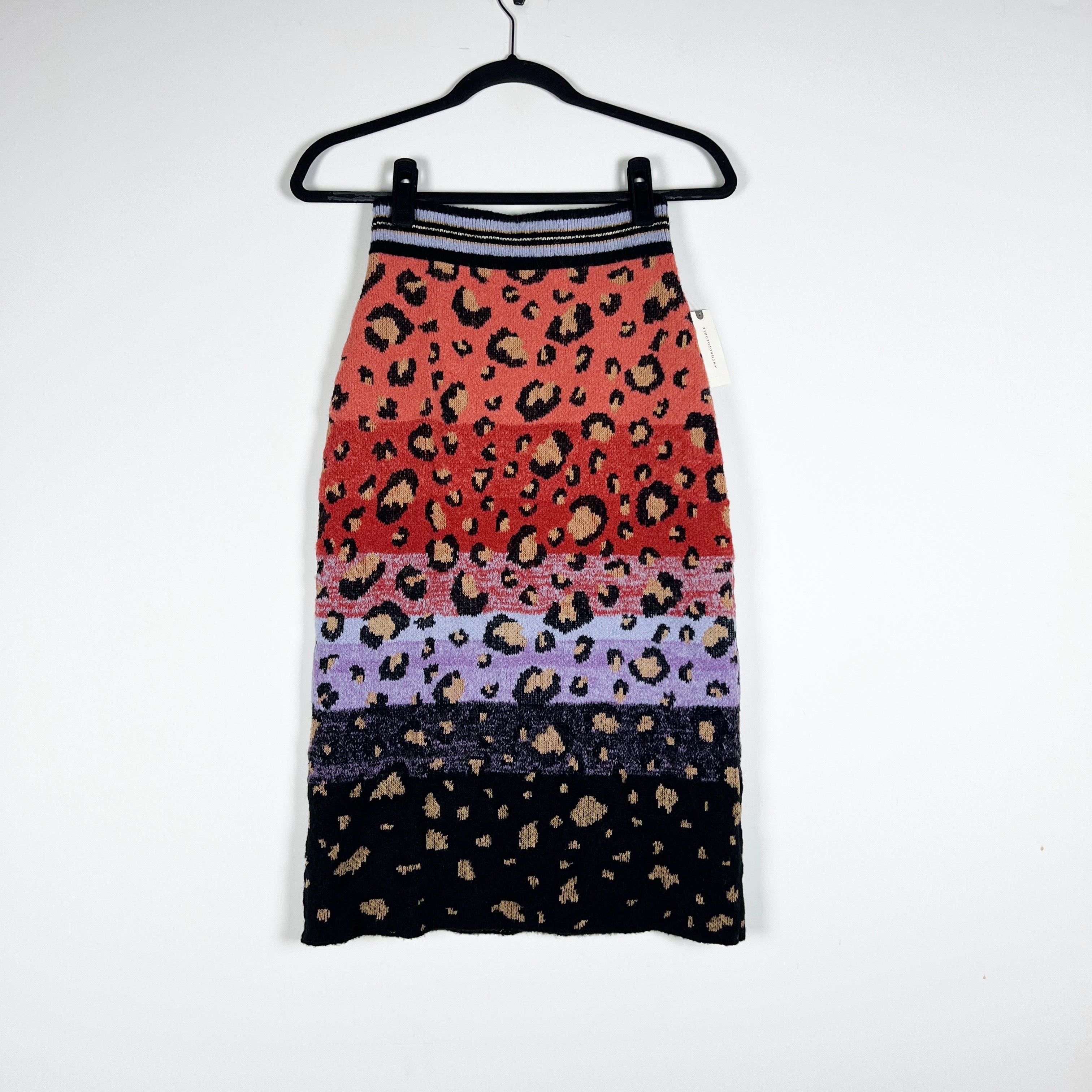 NEW Maeve x Anthropologie Leopard Animal Print Sweater Knit Pencil Skirt Small