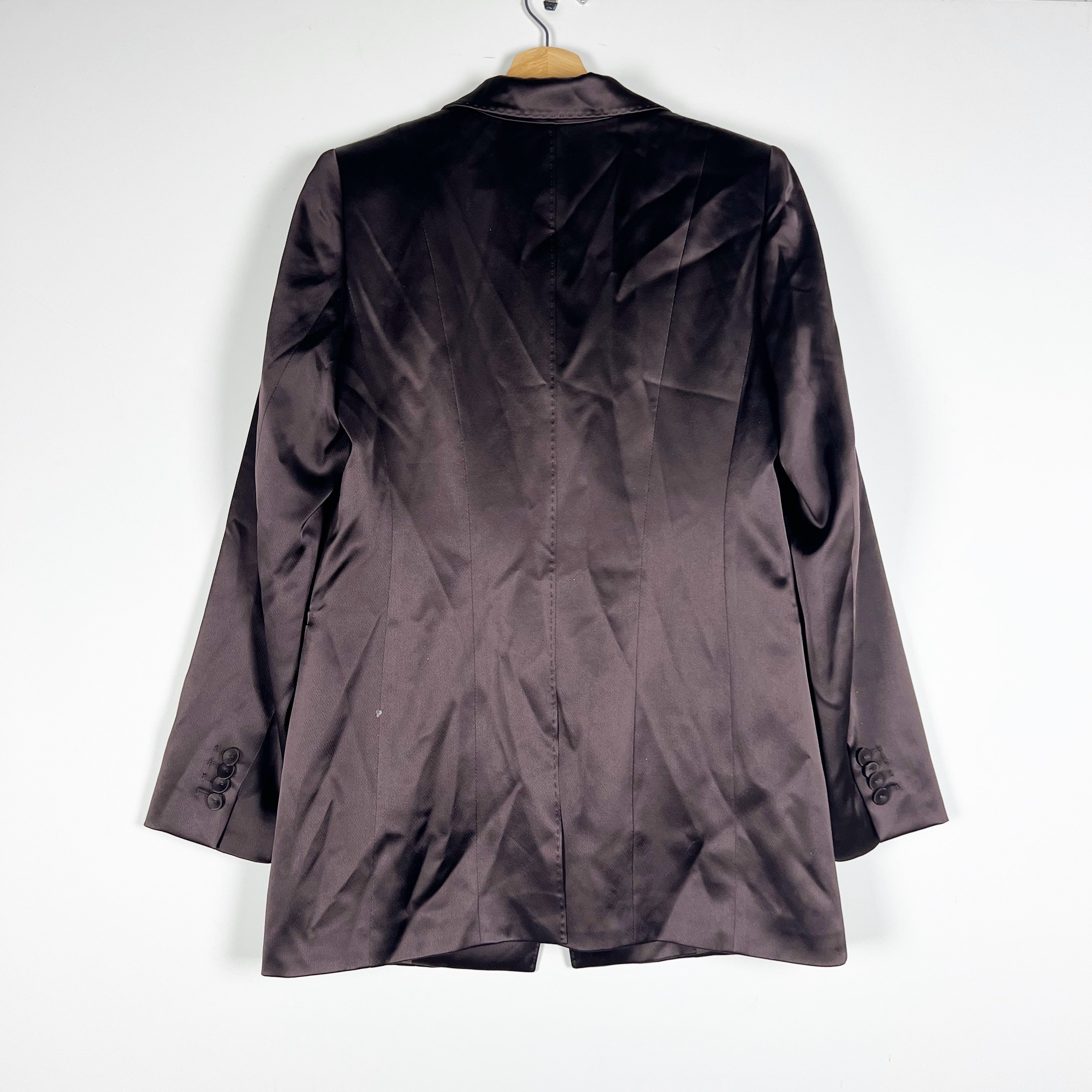 NEW Lafayette 148 New York Jaqueline Reverie Satin Button Blazer Jacket Truffle