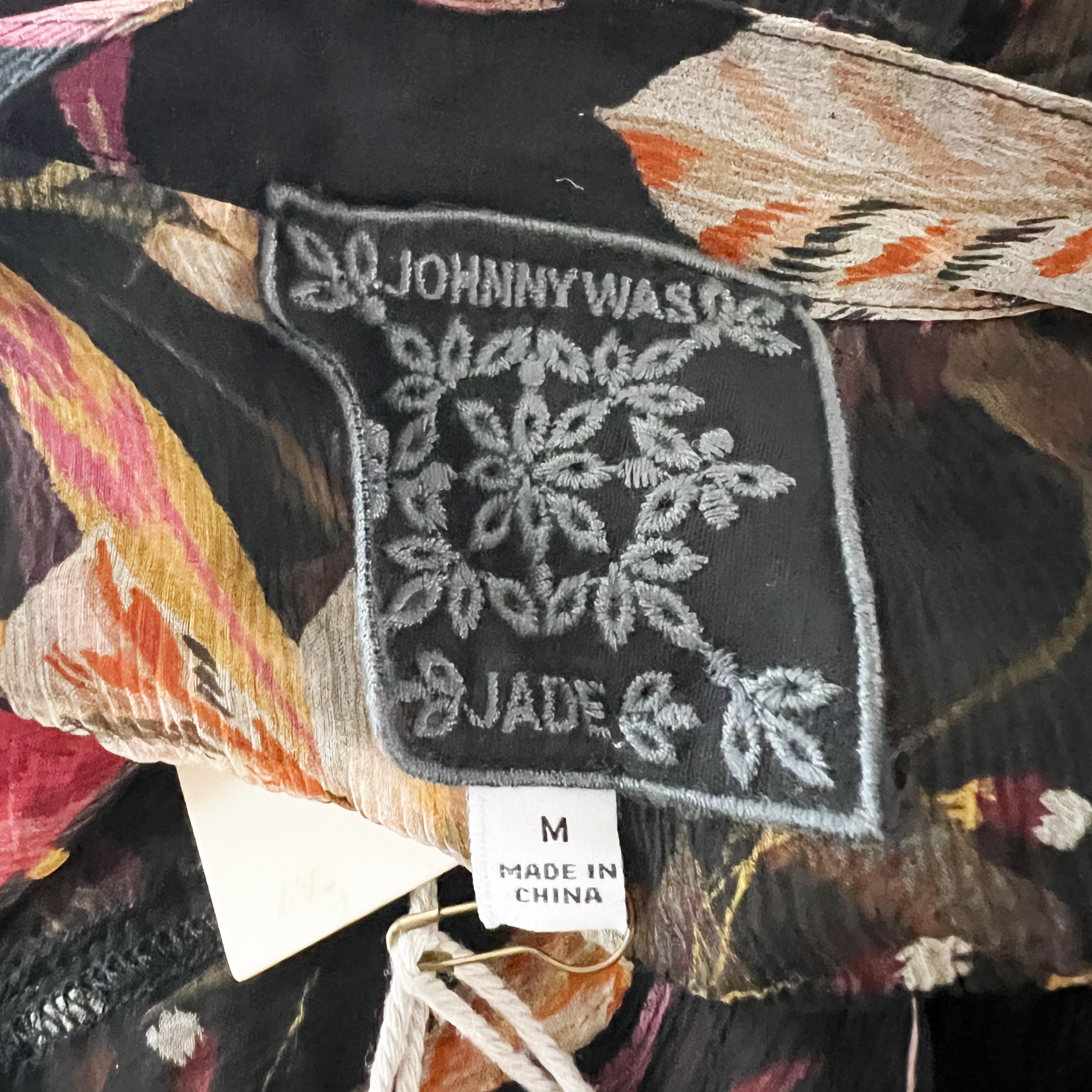 NEW Johnny Was Burrows Silk Chiffon Sheer Multi Floral Flower Blouse Shirt Top M