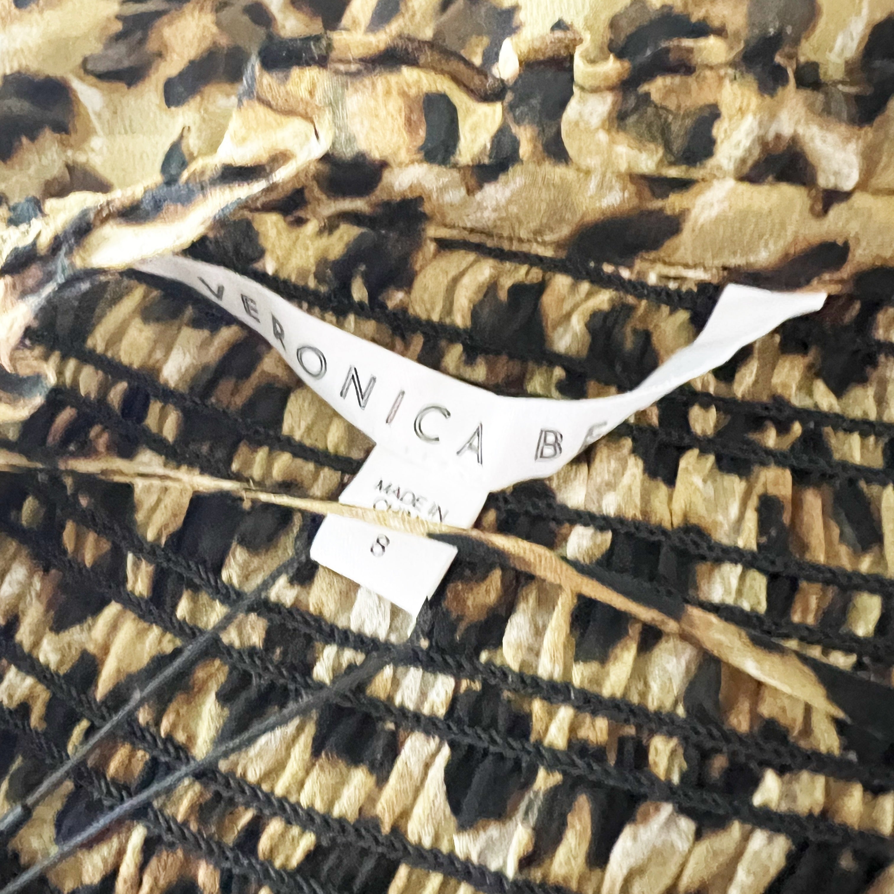 NEW Veronica Beard Jaz Silk Chiffon Leopard Animal Print Pattern Blouse Shirt 8