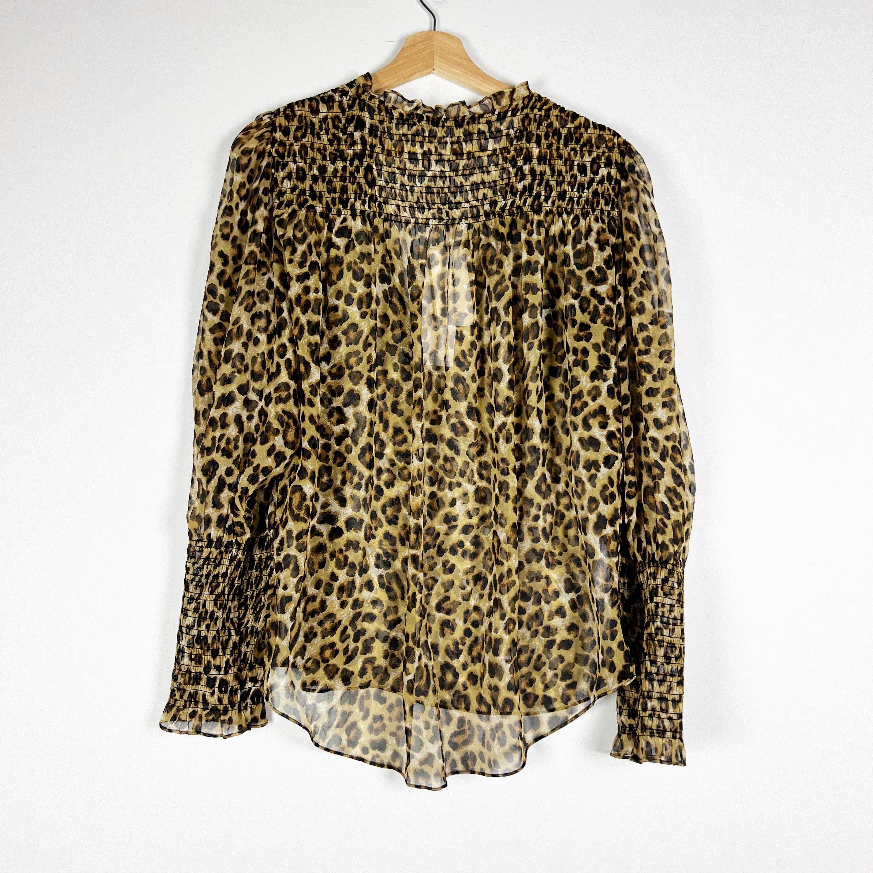 NEW Veronica Beard Jaz Silk Chiffon Leopard Animal Print Pattern Blouse Shirt 8