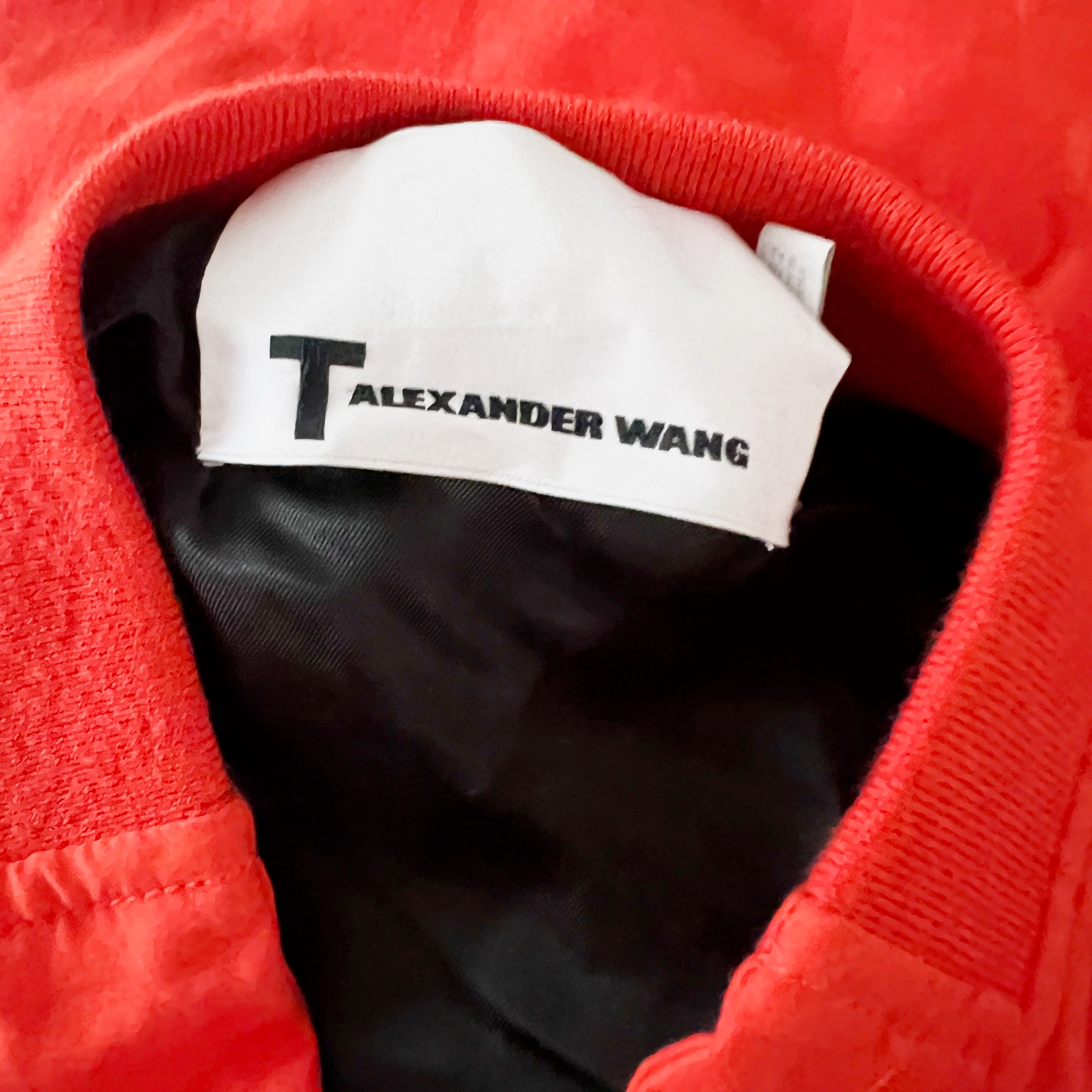 Alexander Wang Silk Cotton Lightweight Full Zip Cropped Bomber Jacket Scarlet 2
