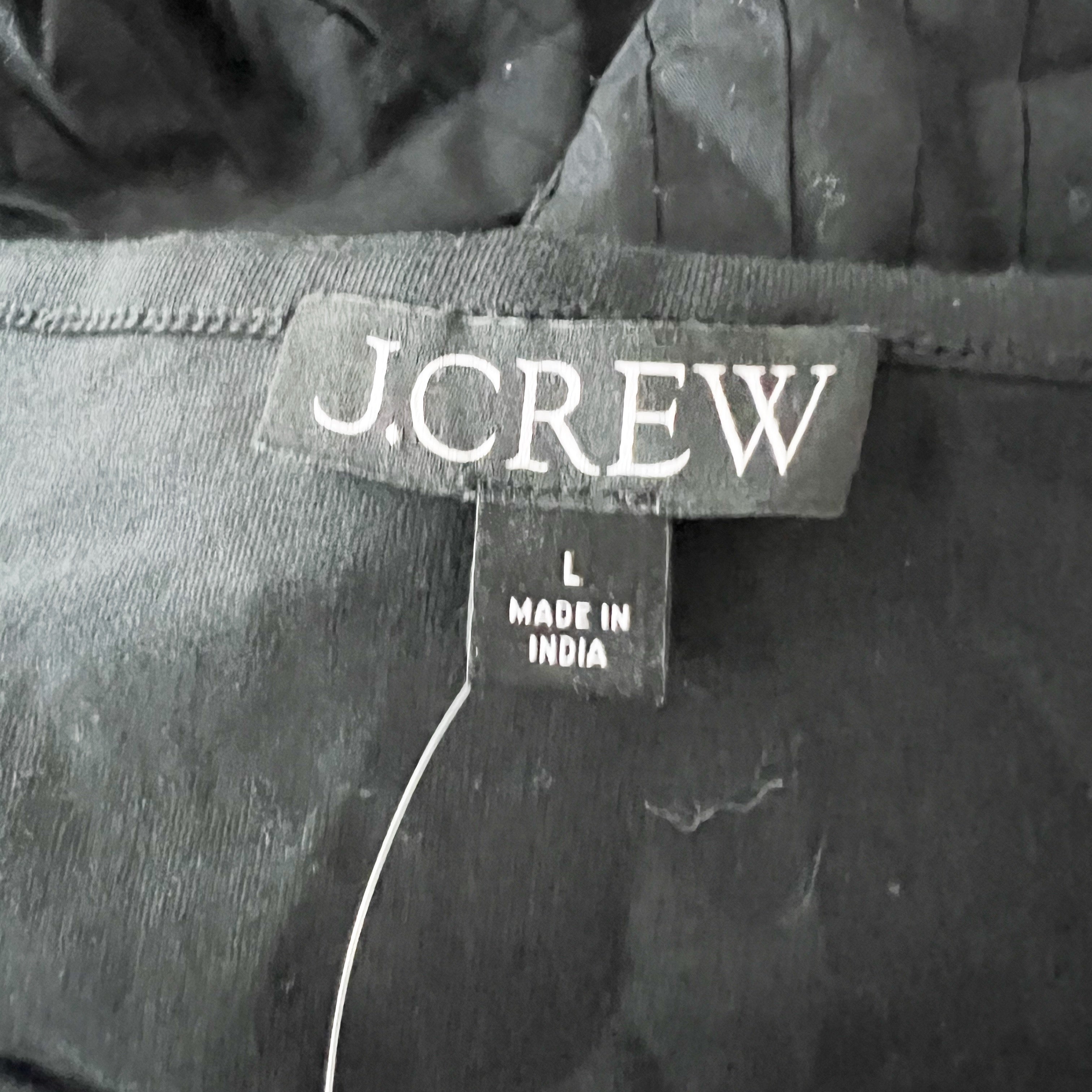 NEW J. Crew Pintuck Mixy Cotton Poplin Sleeveless Tank Midi Dress Black Large