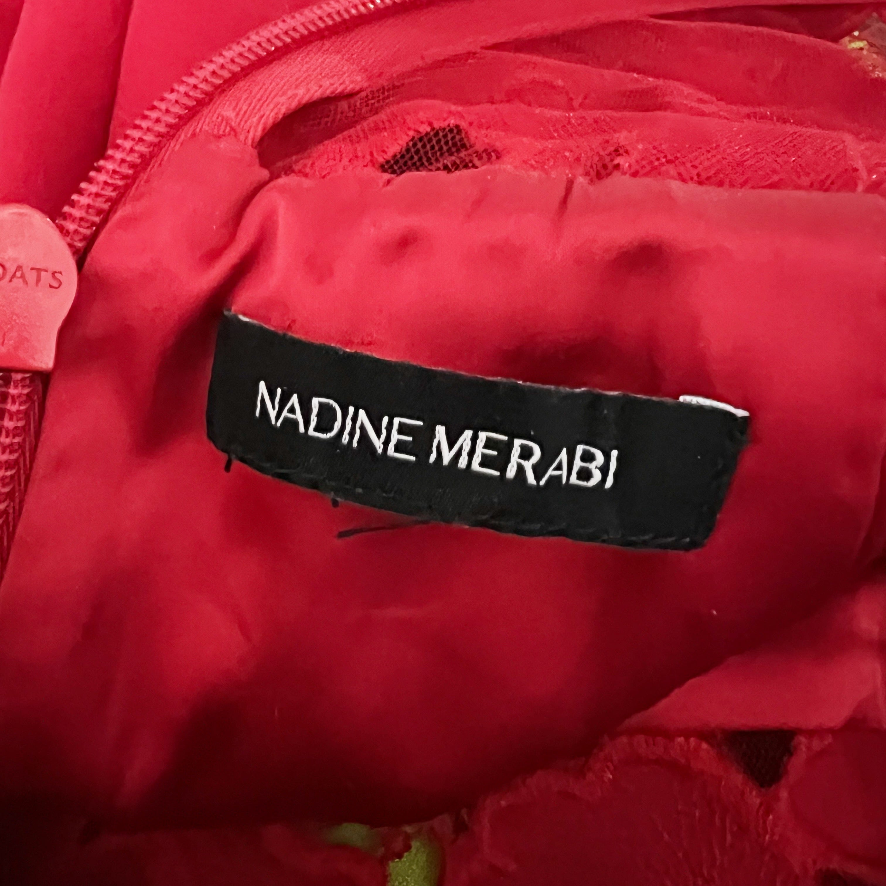 Nadine Merabi Eleanor Red Velvet Velour Lace Detail High Neck Jumpsuit Jumper S