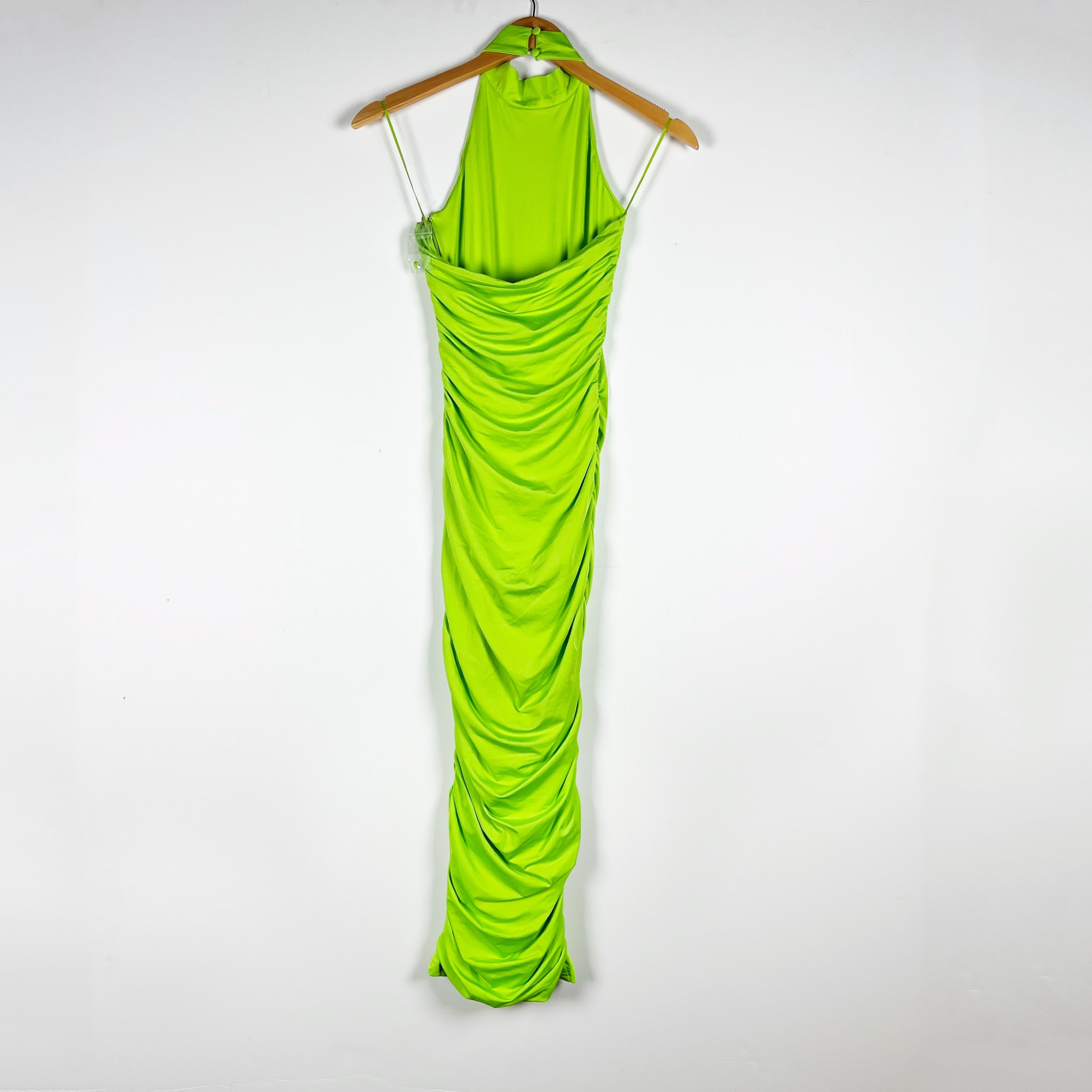 Superdown Mallory High Neck Jersey Knit Stretch Ruched Draped Bodycon Dress XXS