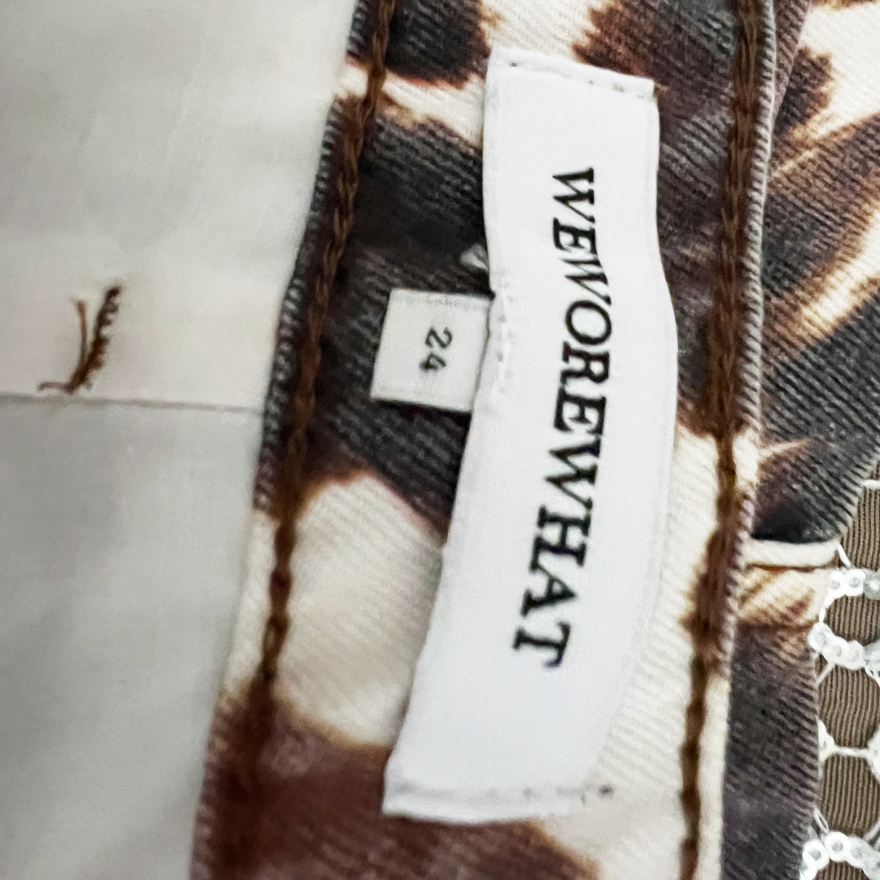 WeWoreWhat Low Rise Cowhide Animal Print Pattern Mini Skirt Skort 24