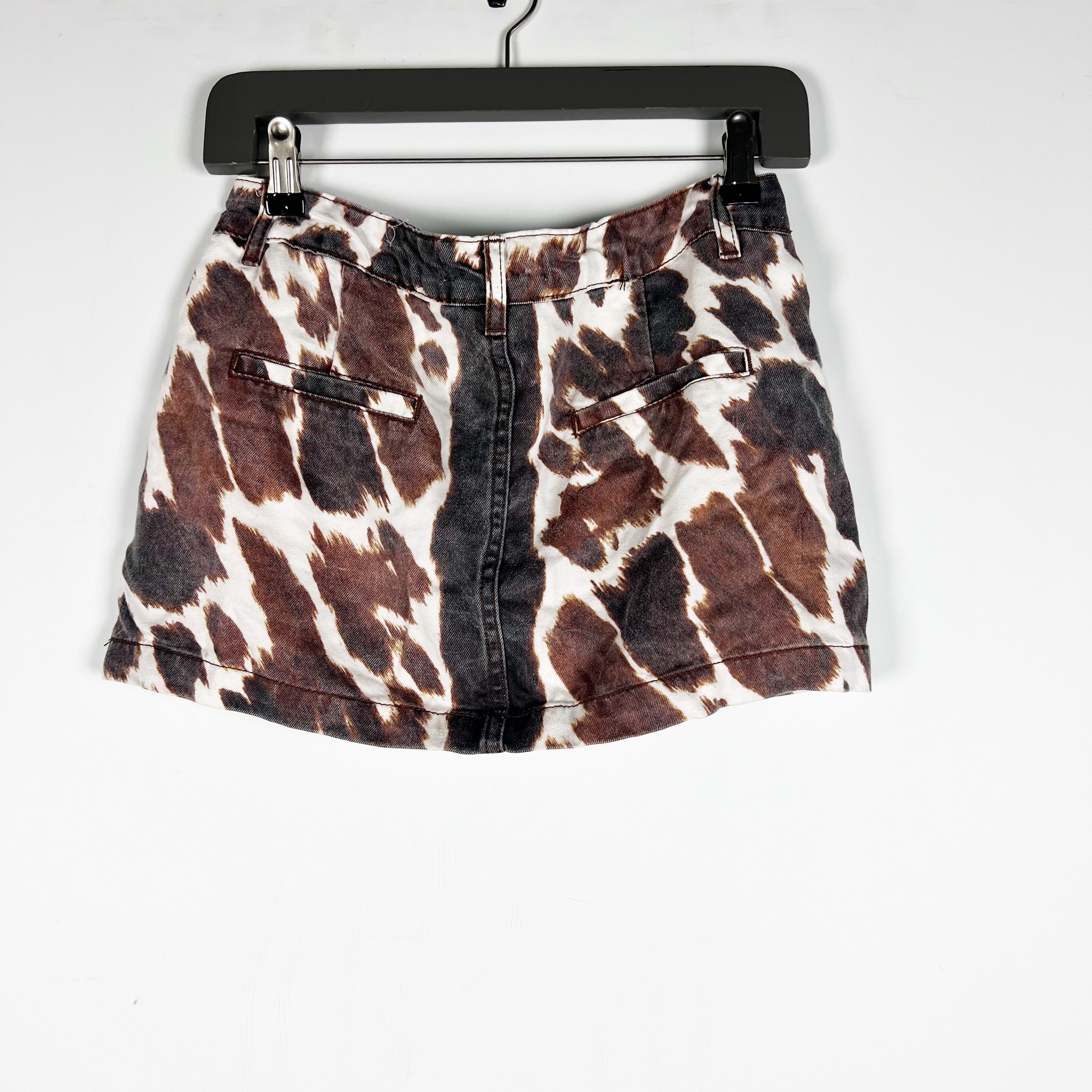 WeWoreWhat Low Rise Cowhide Animal Print Pattern Mini Skirt Skort 24
