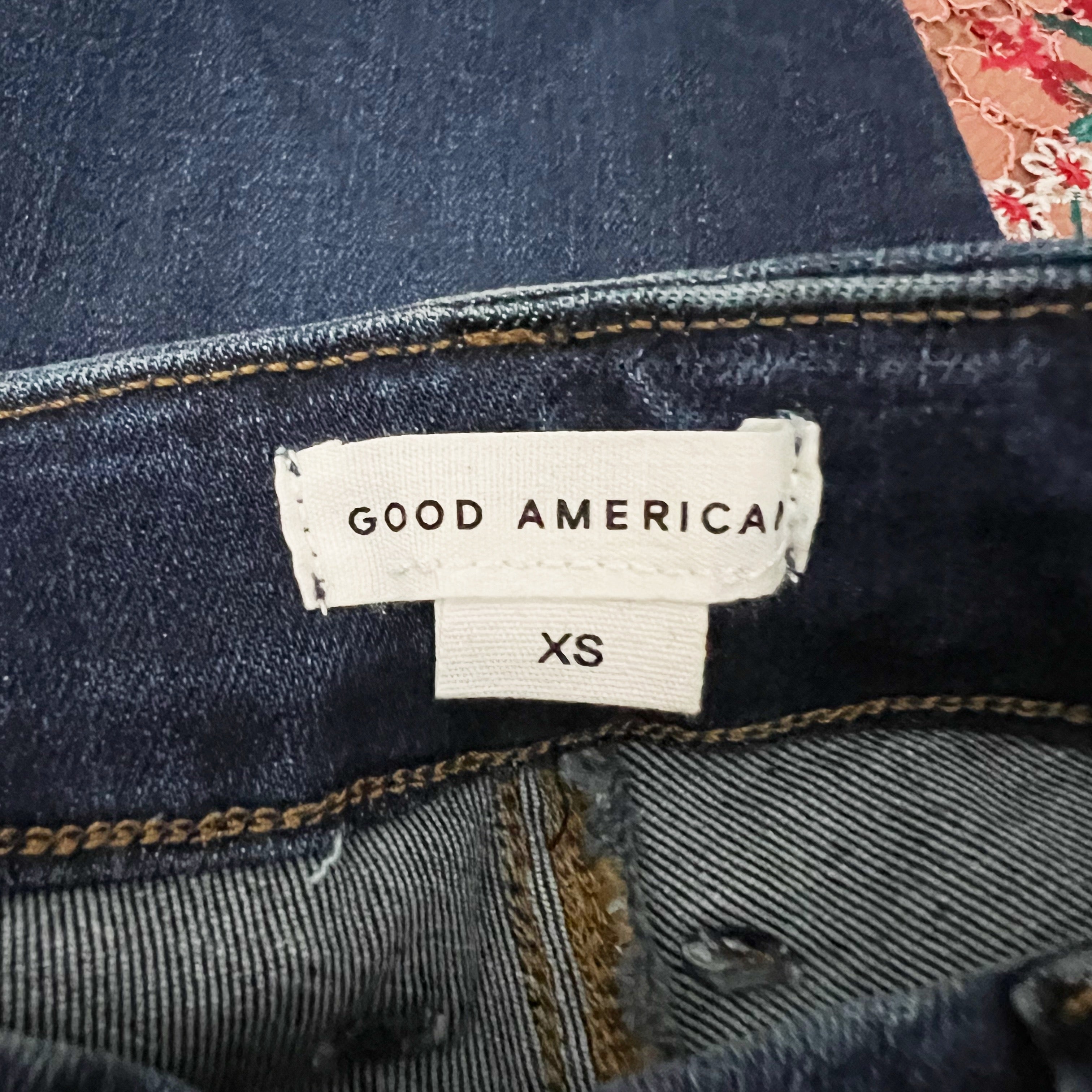 NEW Good American Good Legs Flare Bootcut Cotton Stretch Denim Jeans Indigo XS