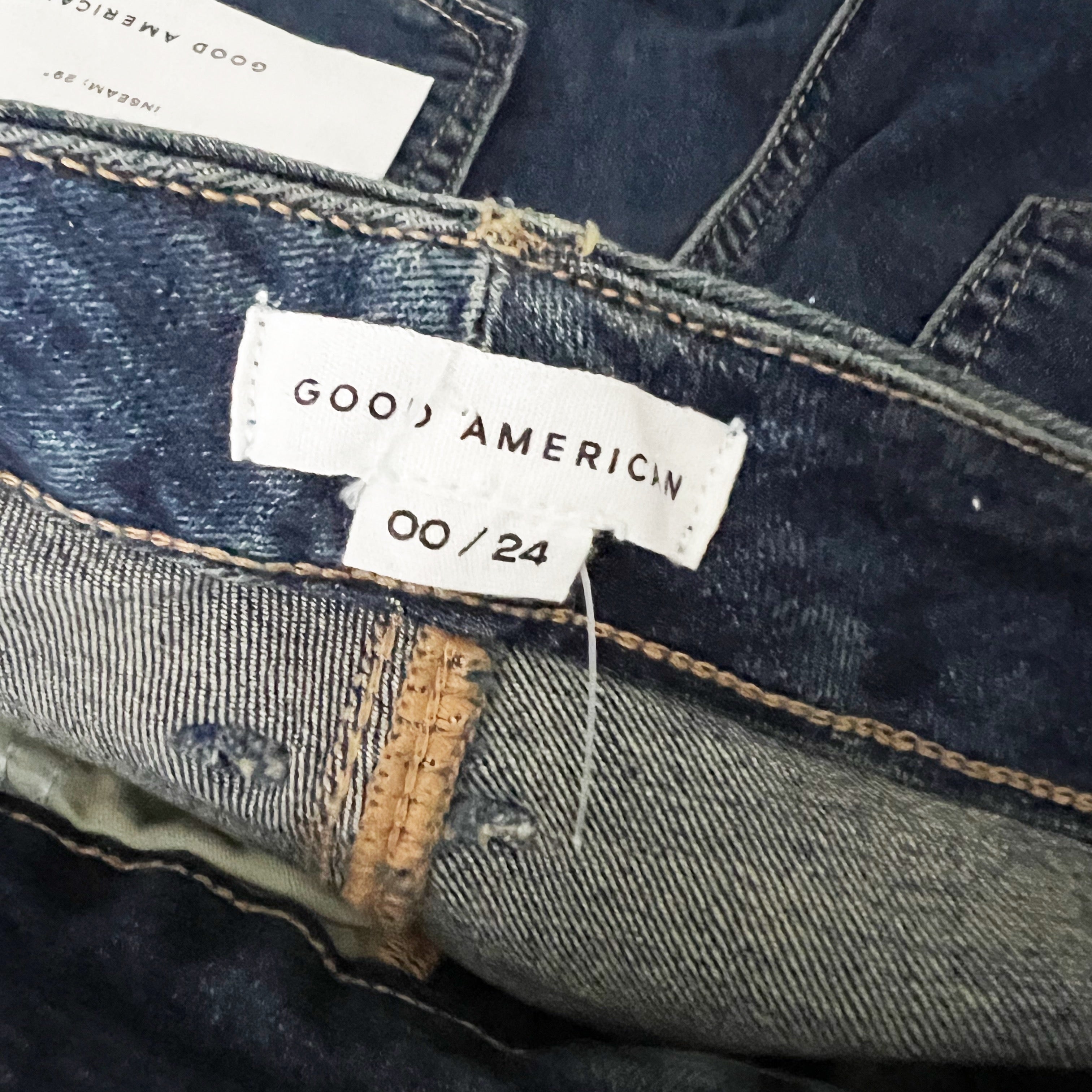 NEW Good American Good Legs Skinny Mid Rise Organic Cotton Stretch Denim Jeans