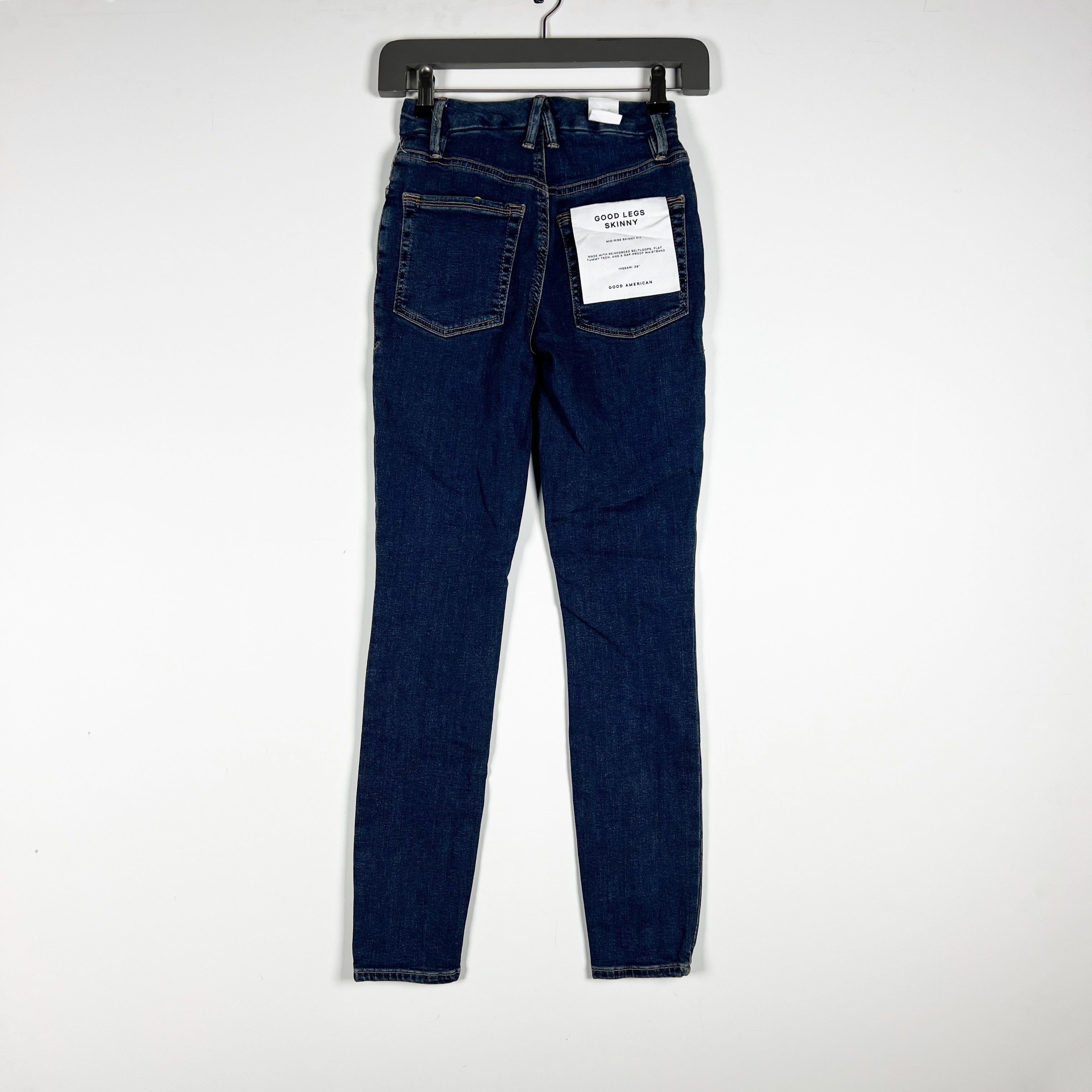 NEW Good American Good Legs Skinny Mid Rise Organic Cotton Stretch Denim Jeans
