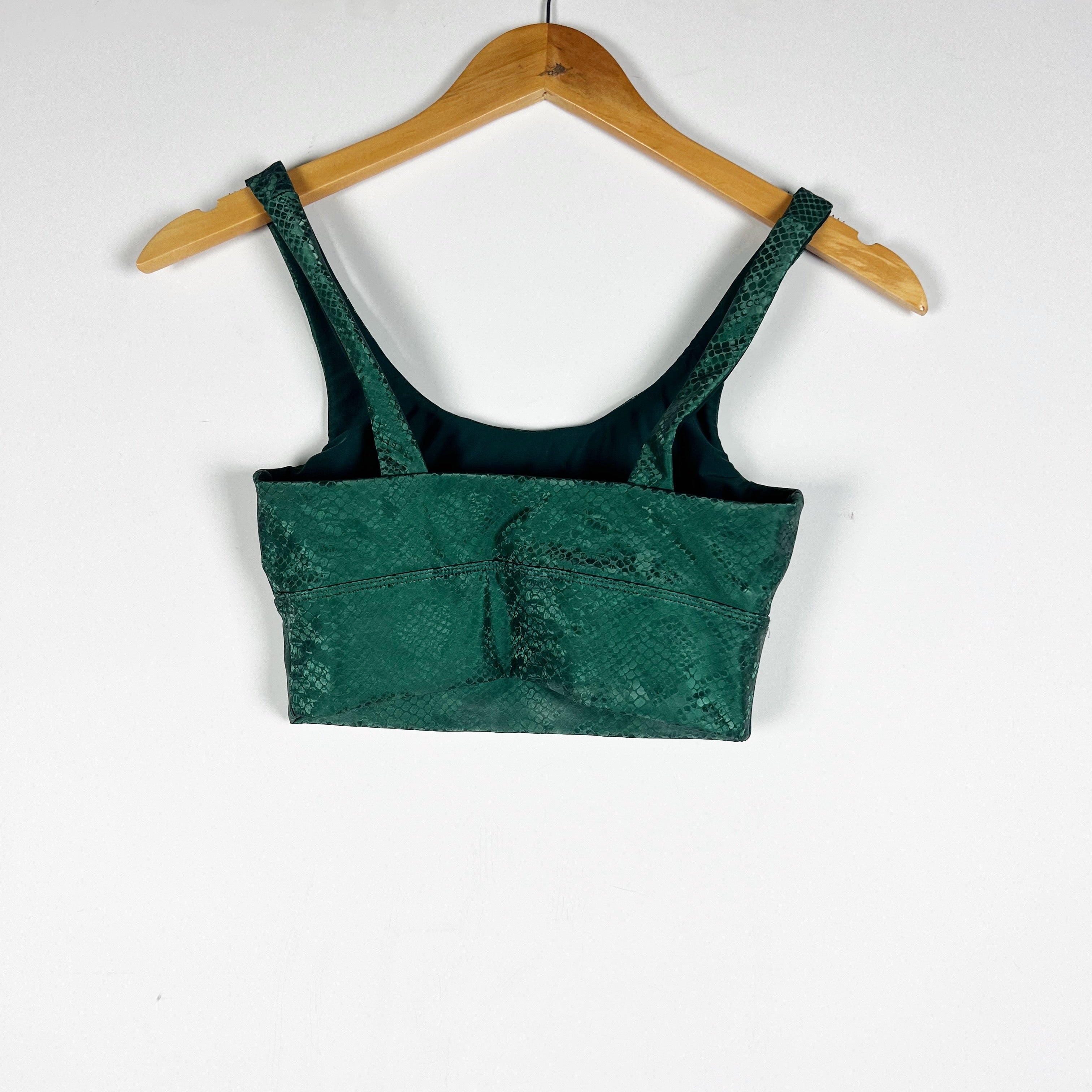 Beach Riot Leah Scoop Neck Green Pine Python Athletic Work Out Sports Bra XS