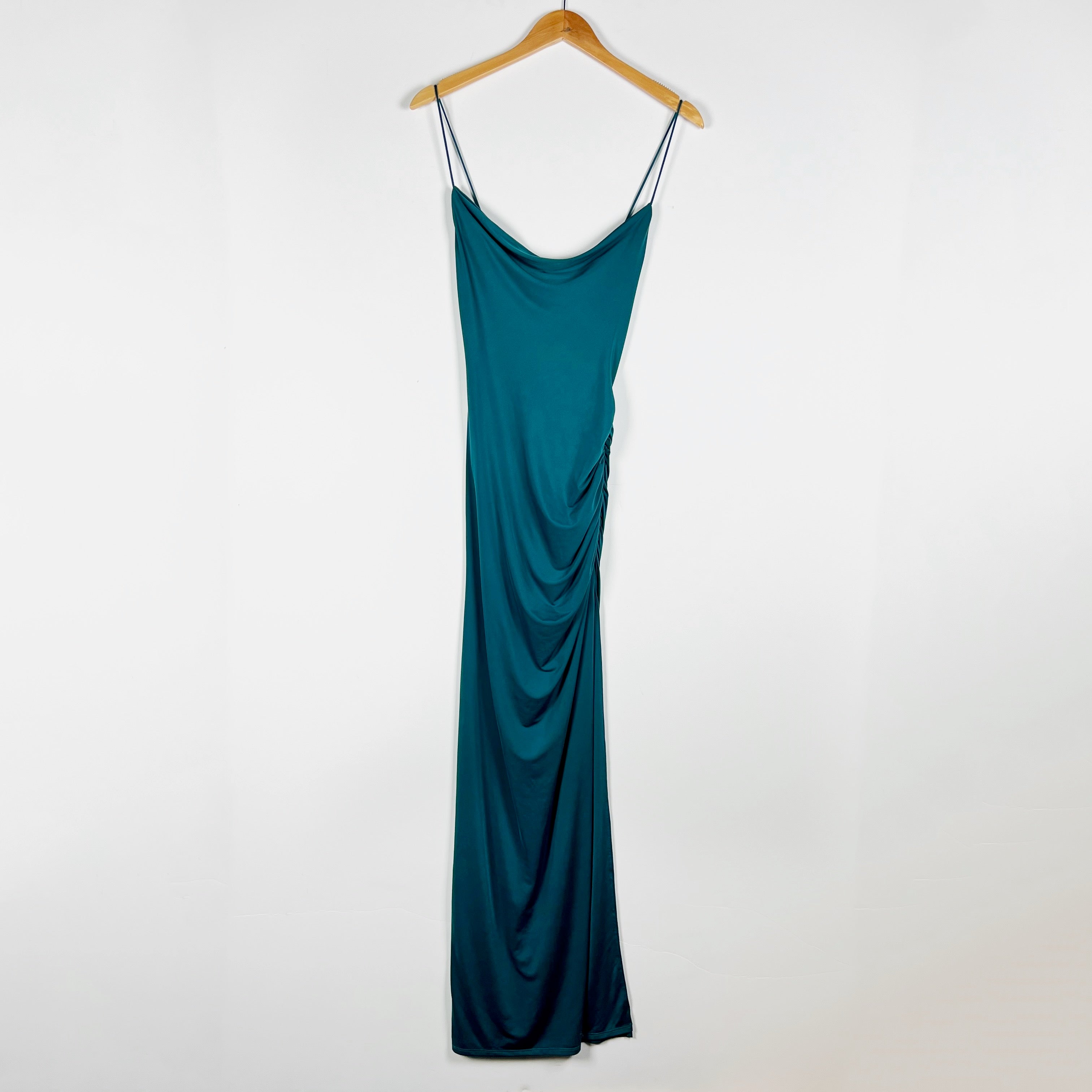 NEW Lovers + Friends Odessa Jersey Knit Stretch Ruched Cowl Neck Maxi Dress XXS