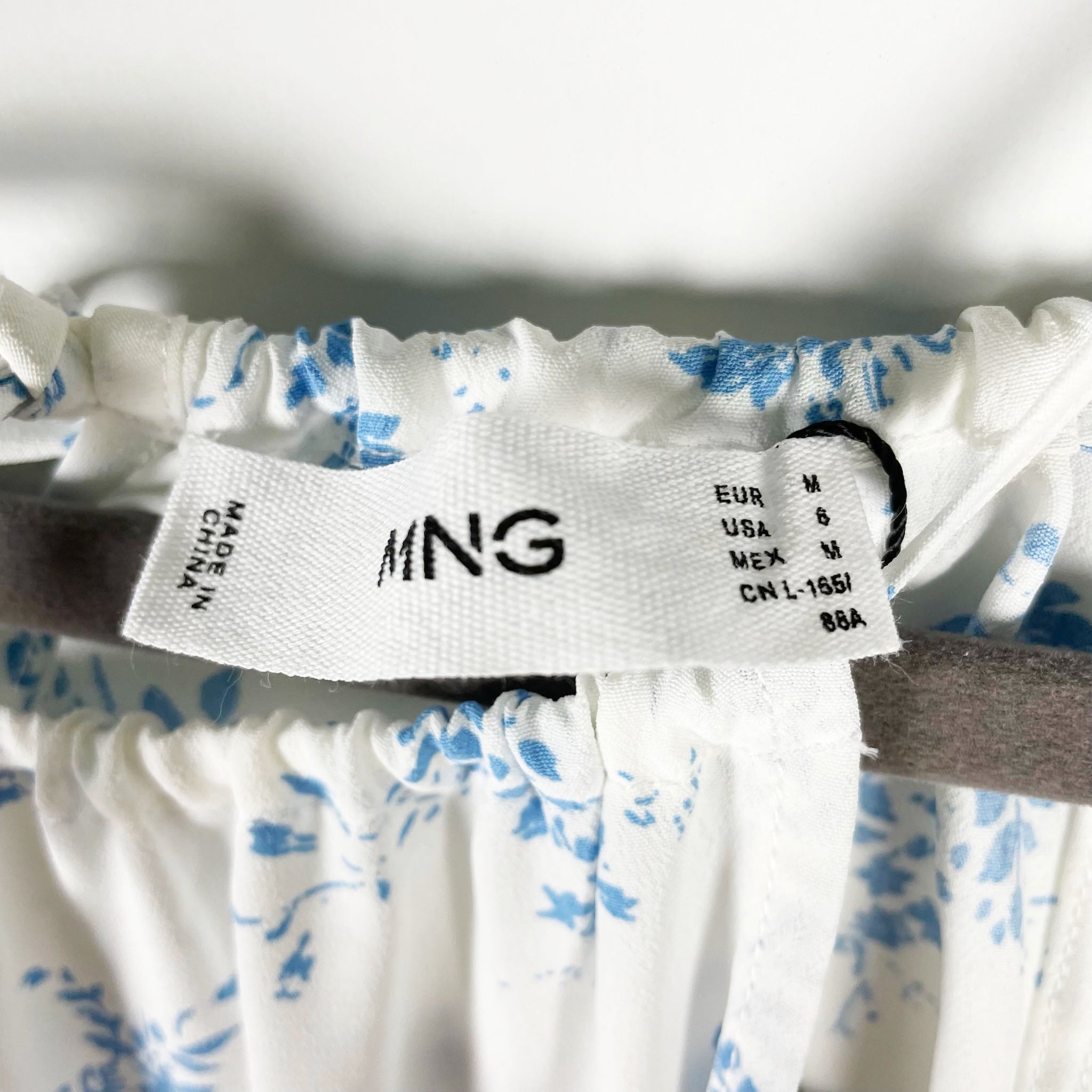 NEW MNG Exclusive Collection Micro Blue White Floral Print Tiered Maxi Dress M