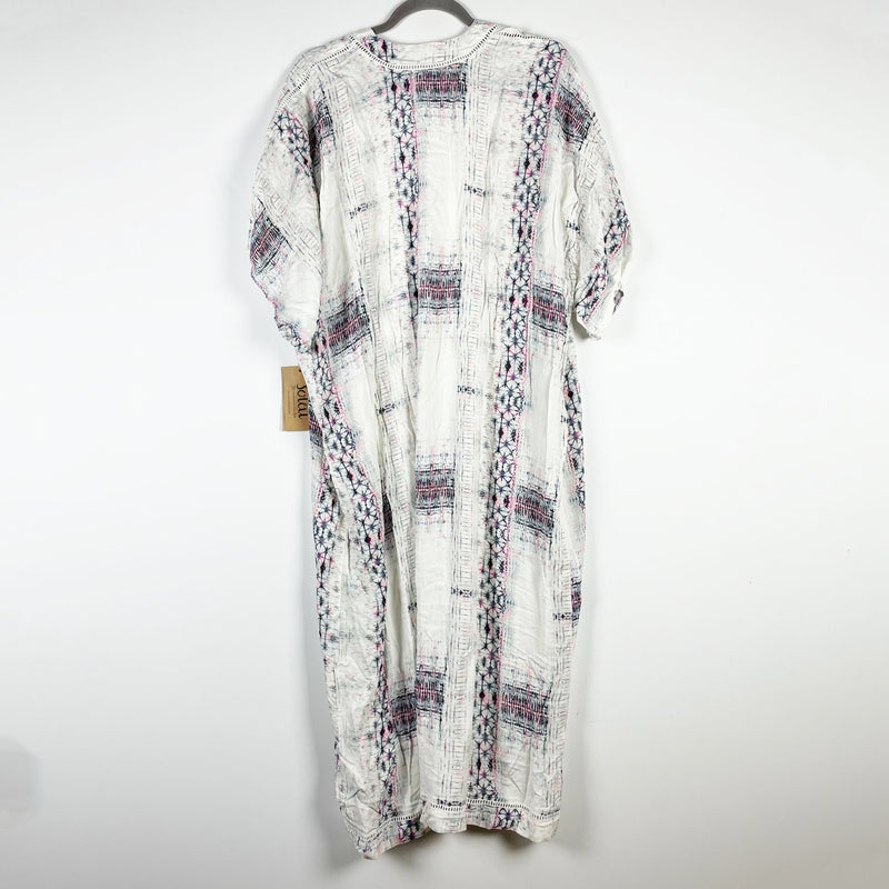 NEW Soleil Tie Dye Multi Color Print Pattern Oversized Open Front Kimono Robe
