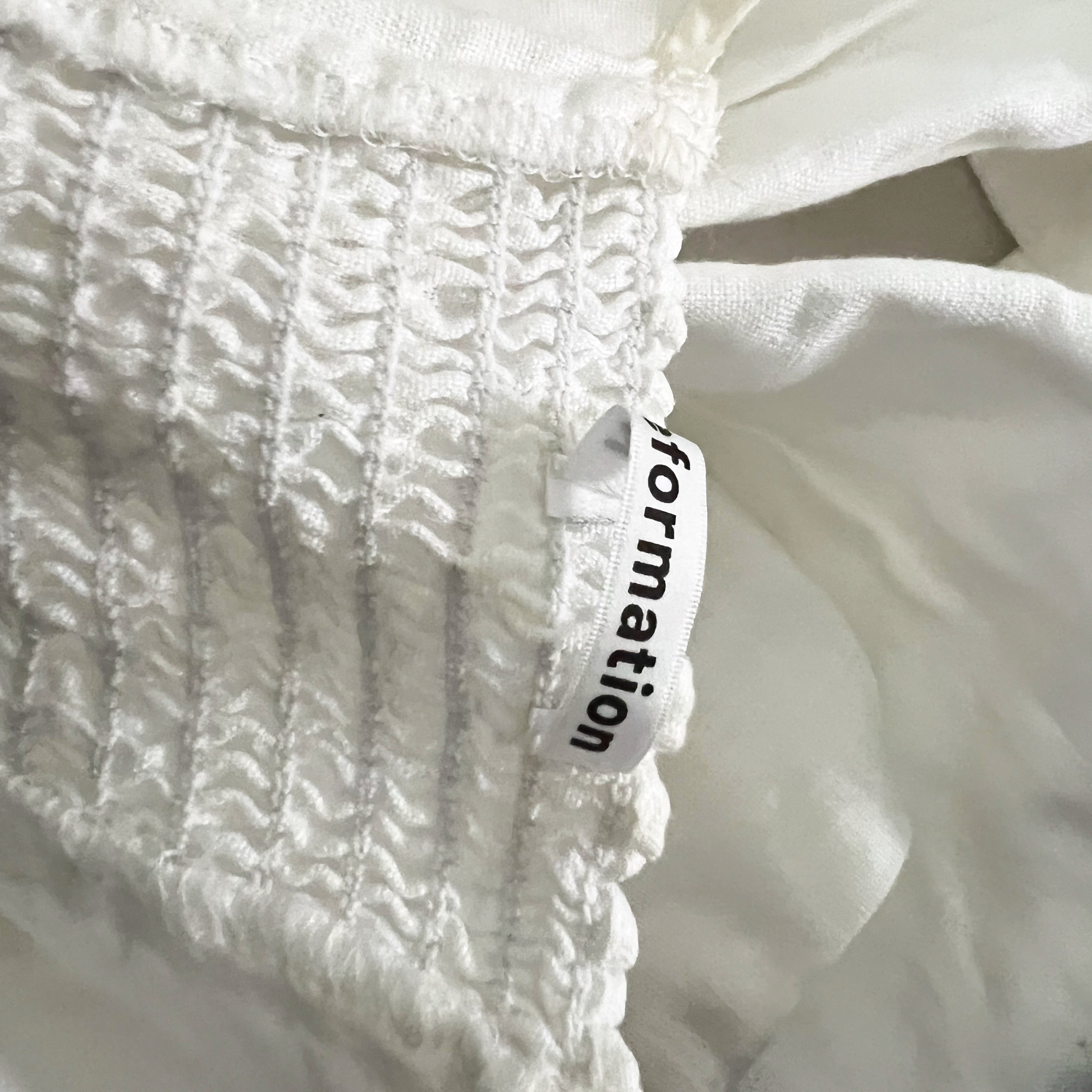 Reformation Stilton Linen Smocked Back Square Neck Long Sleeve Blouse Shirt Top