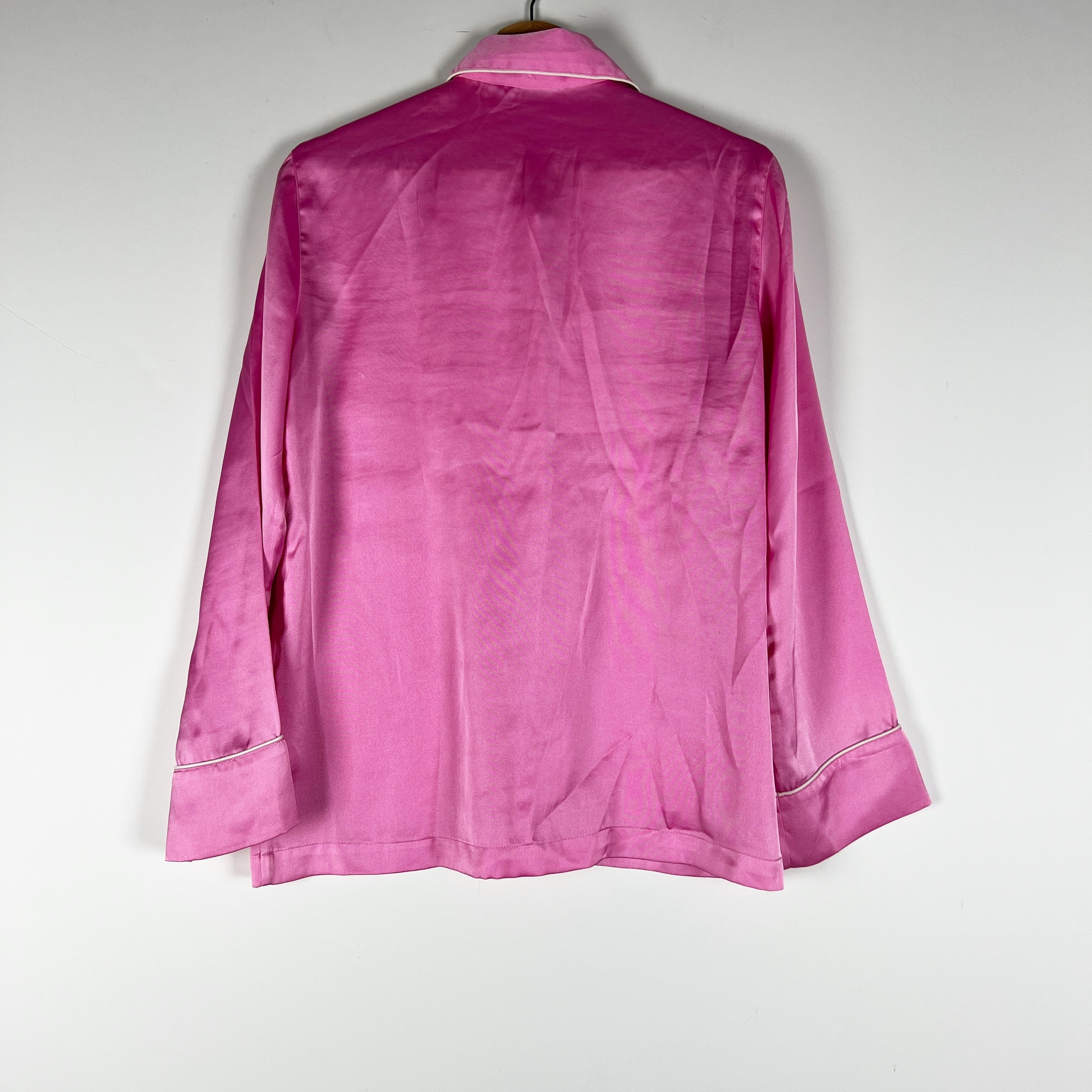 J. Crew Women's Drapey Long Sleeve Satin Collared Button Up Pajama Top Shirt XS