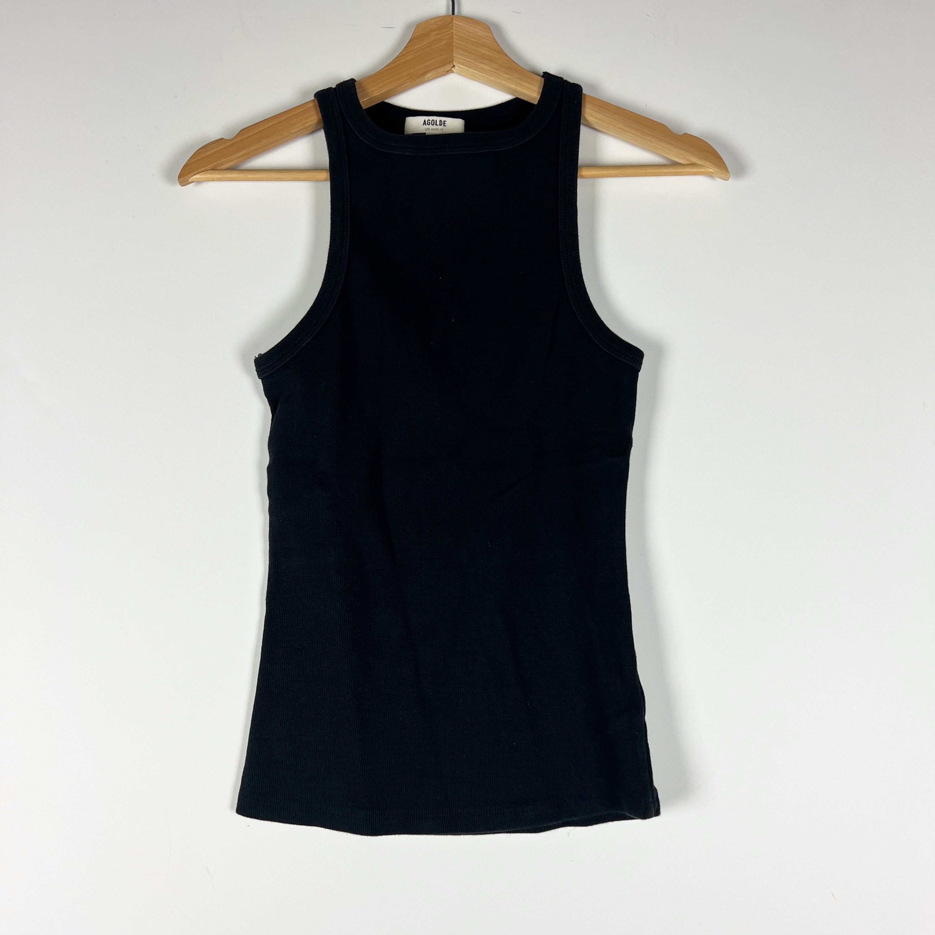 Agolde Women's Organic Cotton Ribbed Knit Stretch High Neck Sleeveless Tank Top