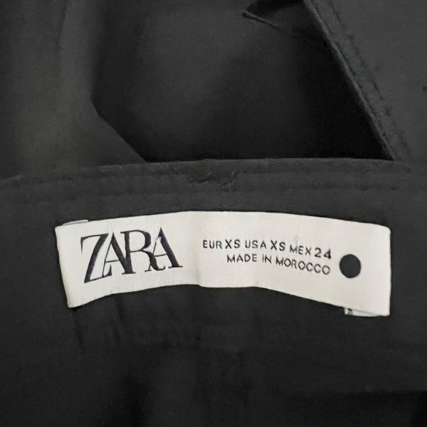 Zara Women's Mid Rise Wide Leg Multi Pocket Cargo Trouser Pants Black XS