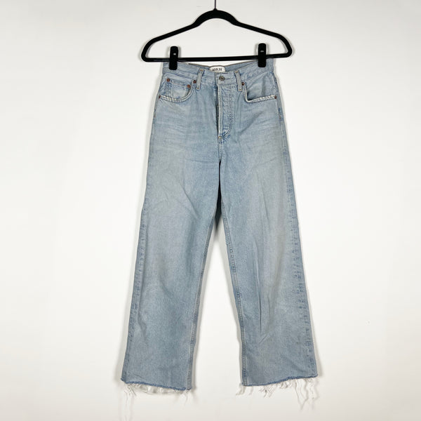 Agolde Women's Ren Cotton High Waisted Fray Raw Edge Hem Denim Jeans Smash 24